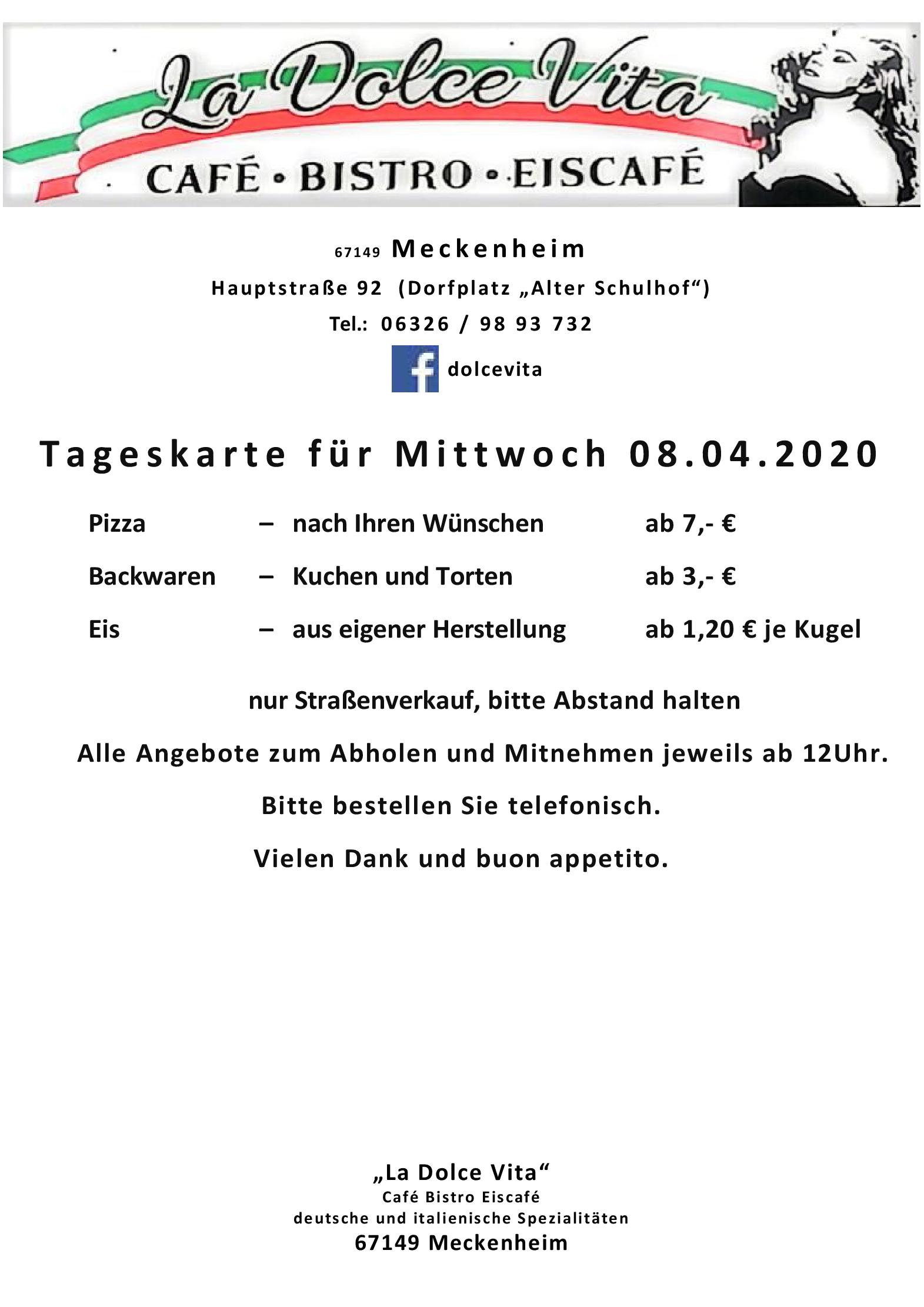 Speisekarte La Dolce Vita in Meckenheim, Seite 1