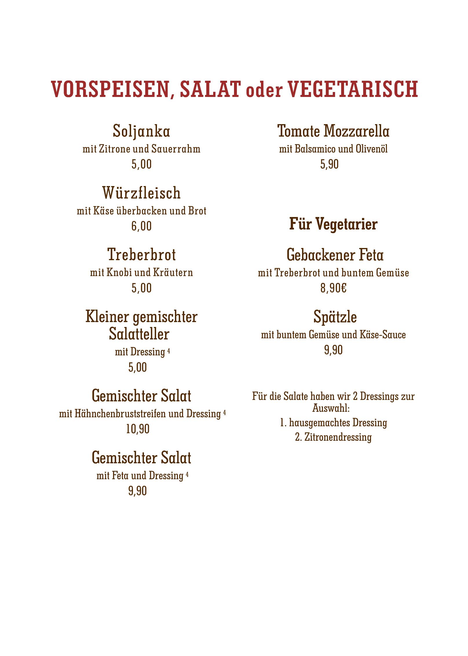 Speisekarte Landhotel & Brauhaus Prignitzer Hof in Pritzwalk, Seite 1