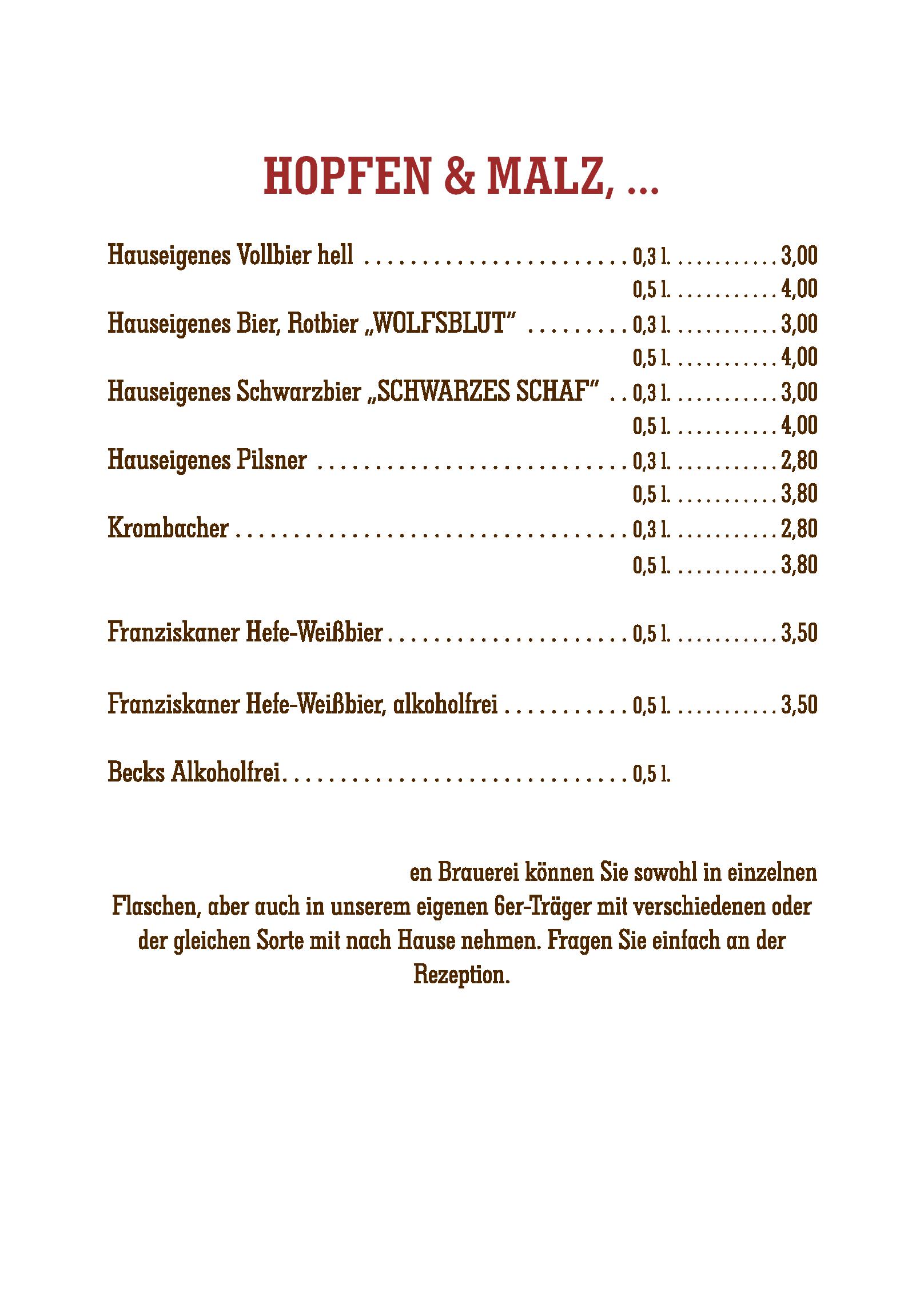 Speisekarte Landhotel & Brauhaus Prignitzer Hof in Pritzwalk, Seite 8