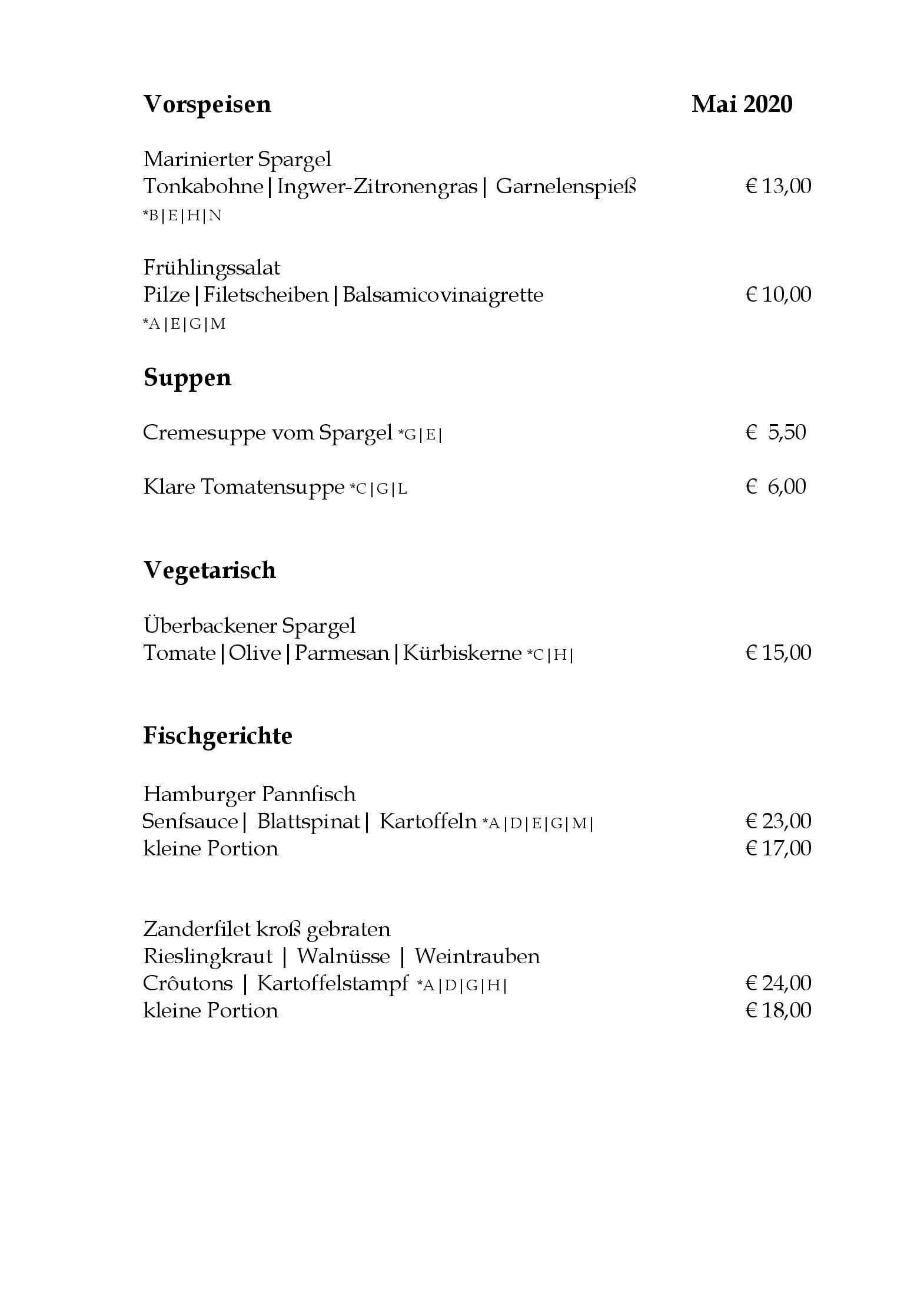 Speisekarte Weinert's im Atrium in Bad Salzuflen, Seite 1