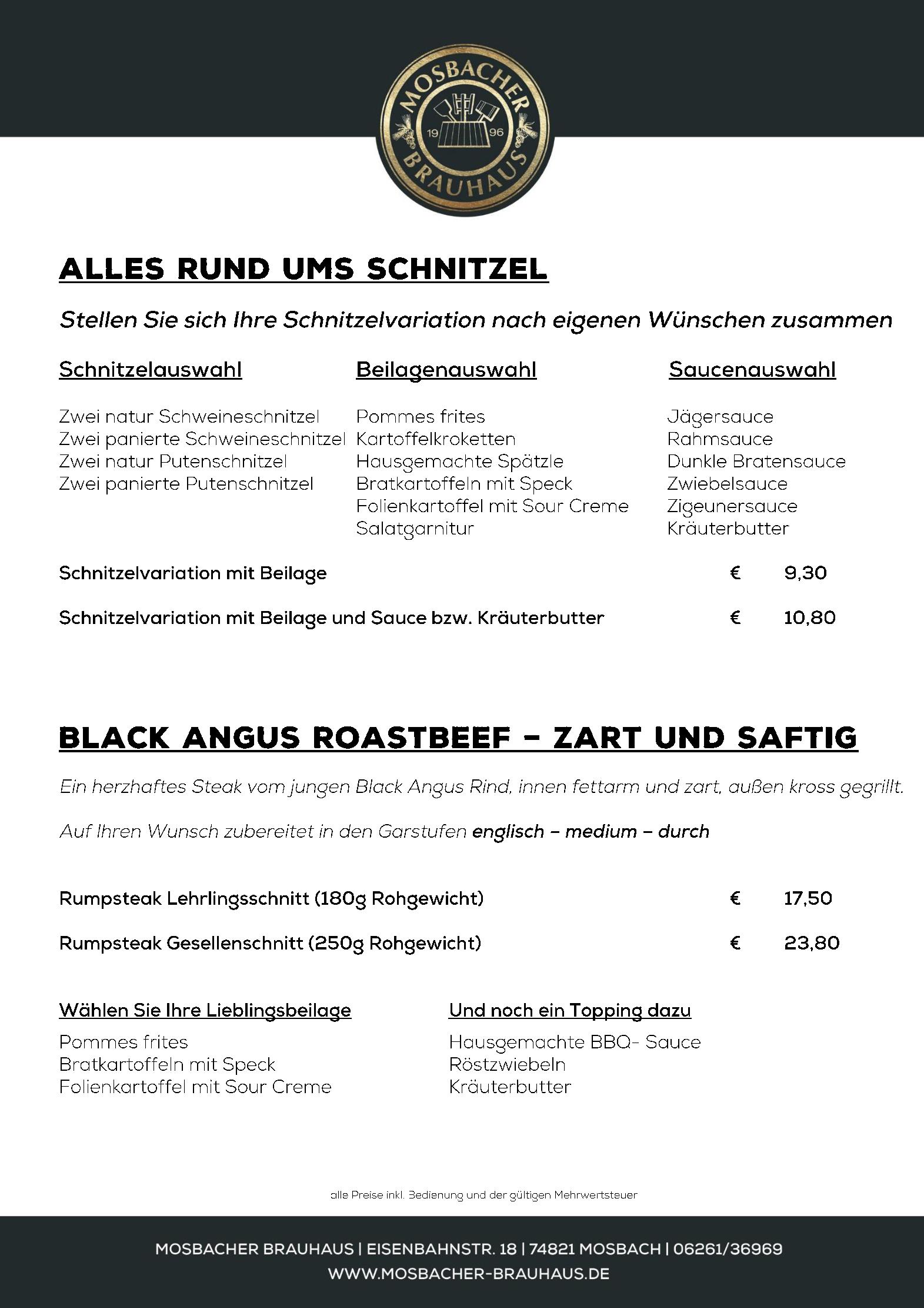 Speisekarte Mosbacher Brauhaus in Mosbach, Seite 3