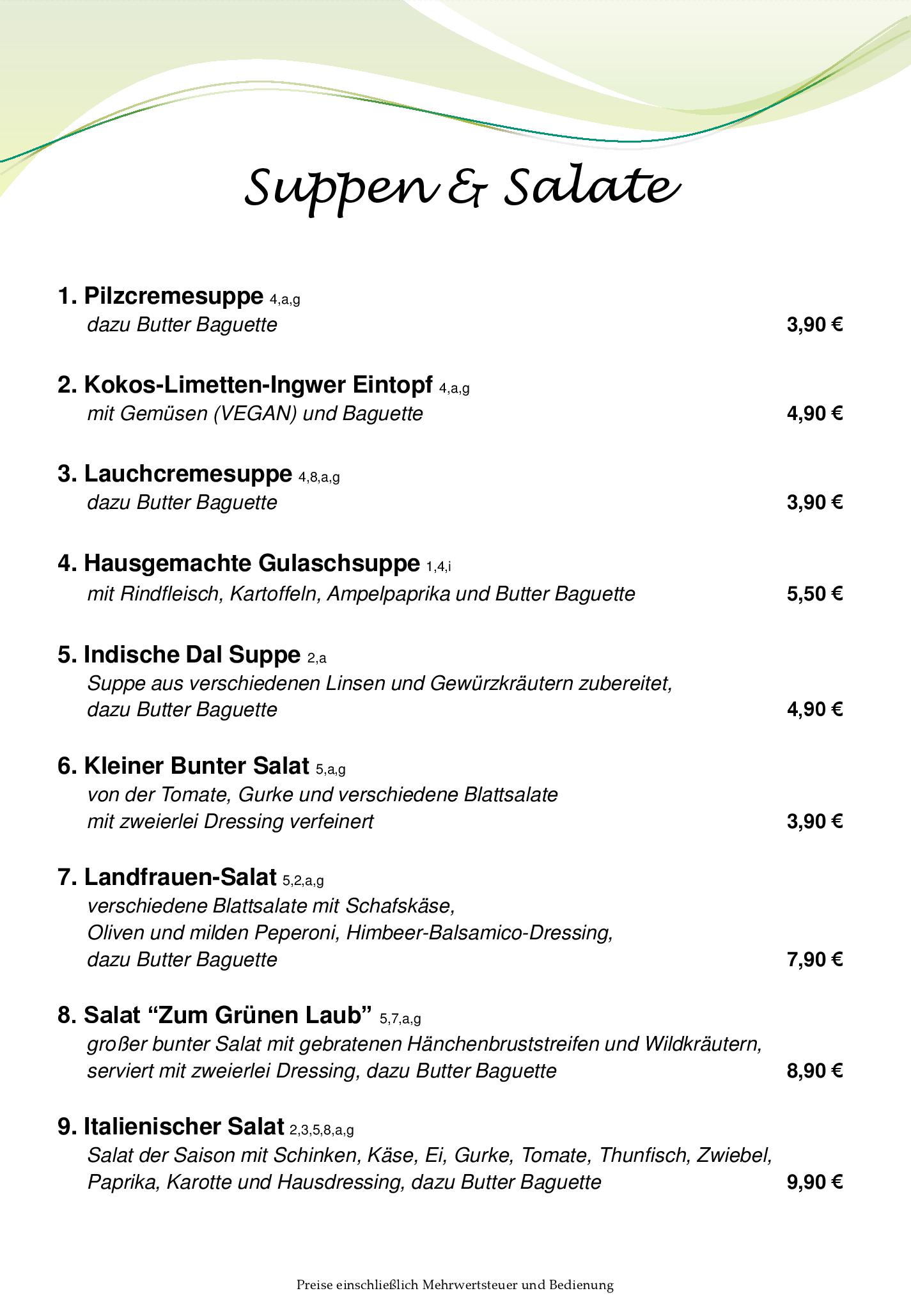Speisekarte Bürgerhaus Zöllerhannes in Griesheim, Seite 2