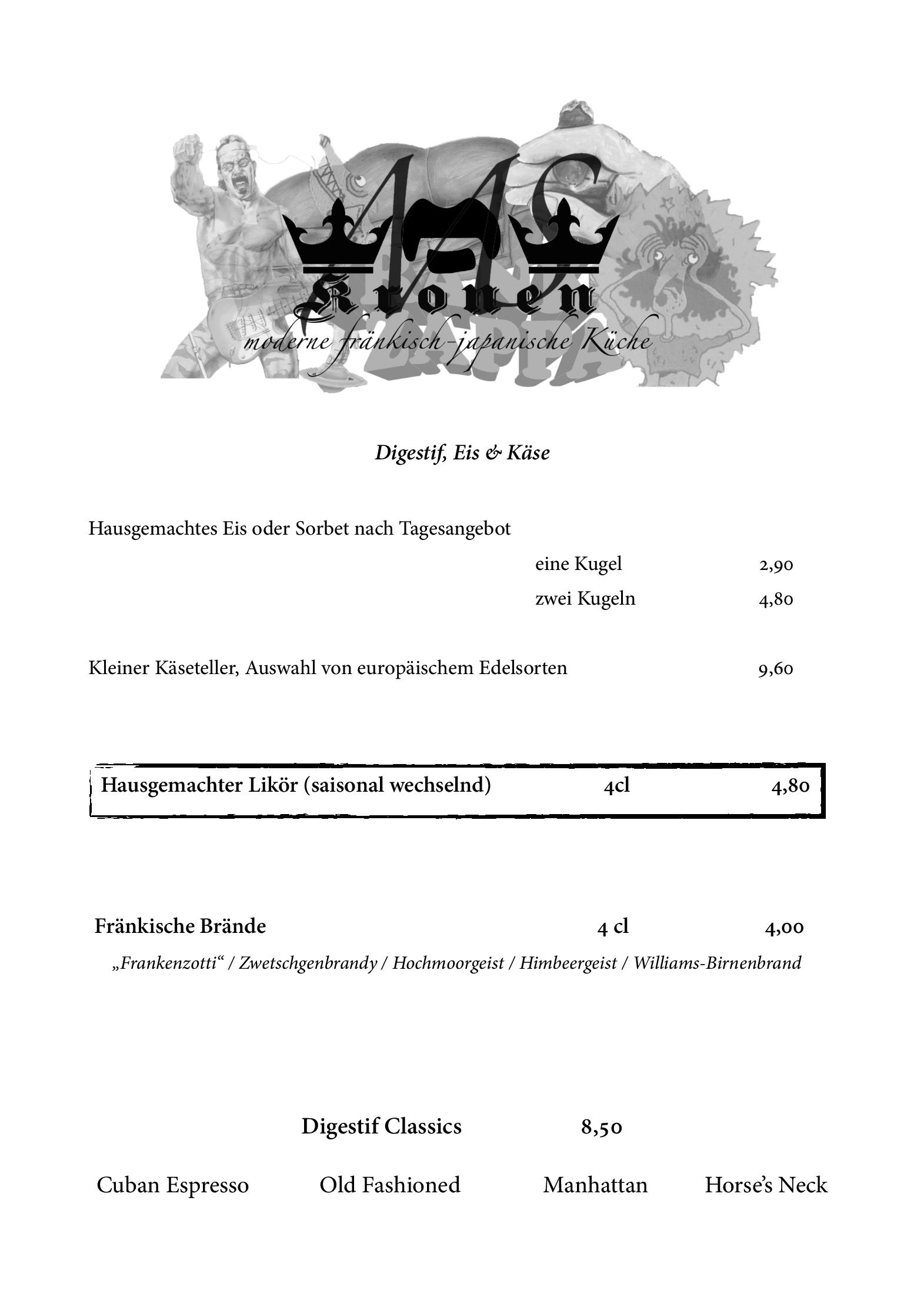 Speisekarte Weinstube drei Kronen in Bad Windsheim, Seite 4