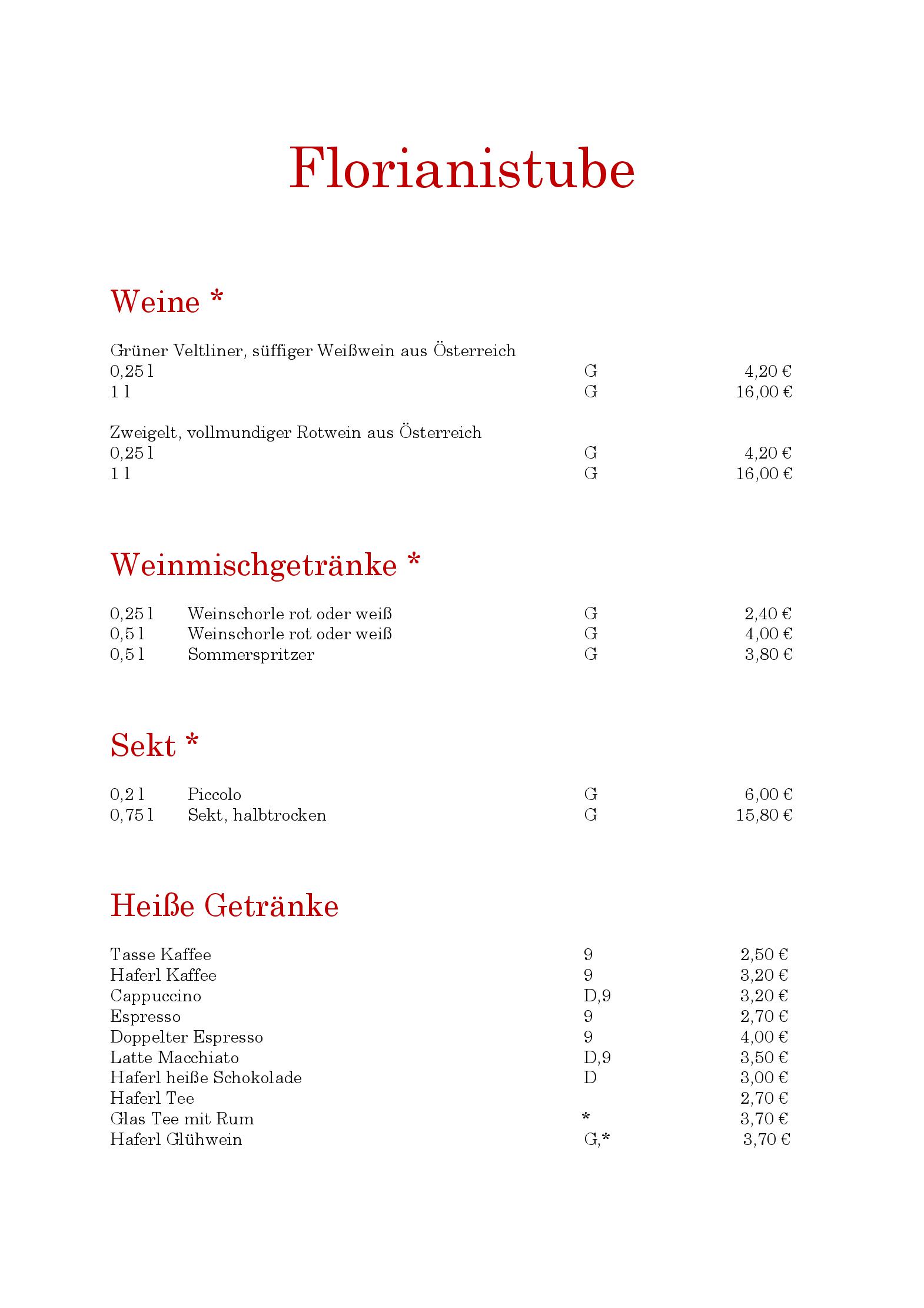 Speisekarte Restaurant Florianistube in Tittmoning, Seite 7