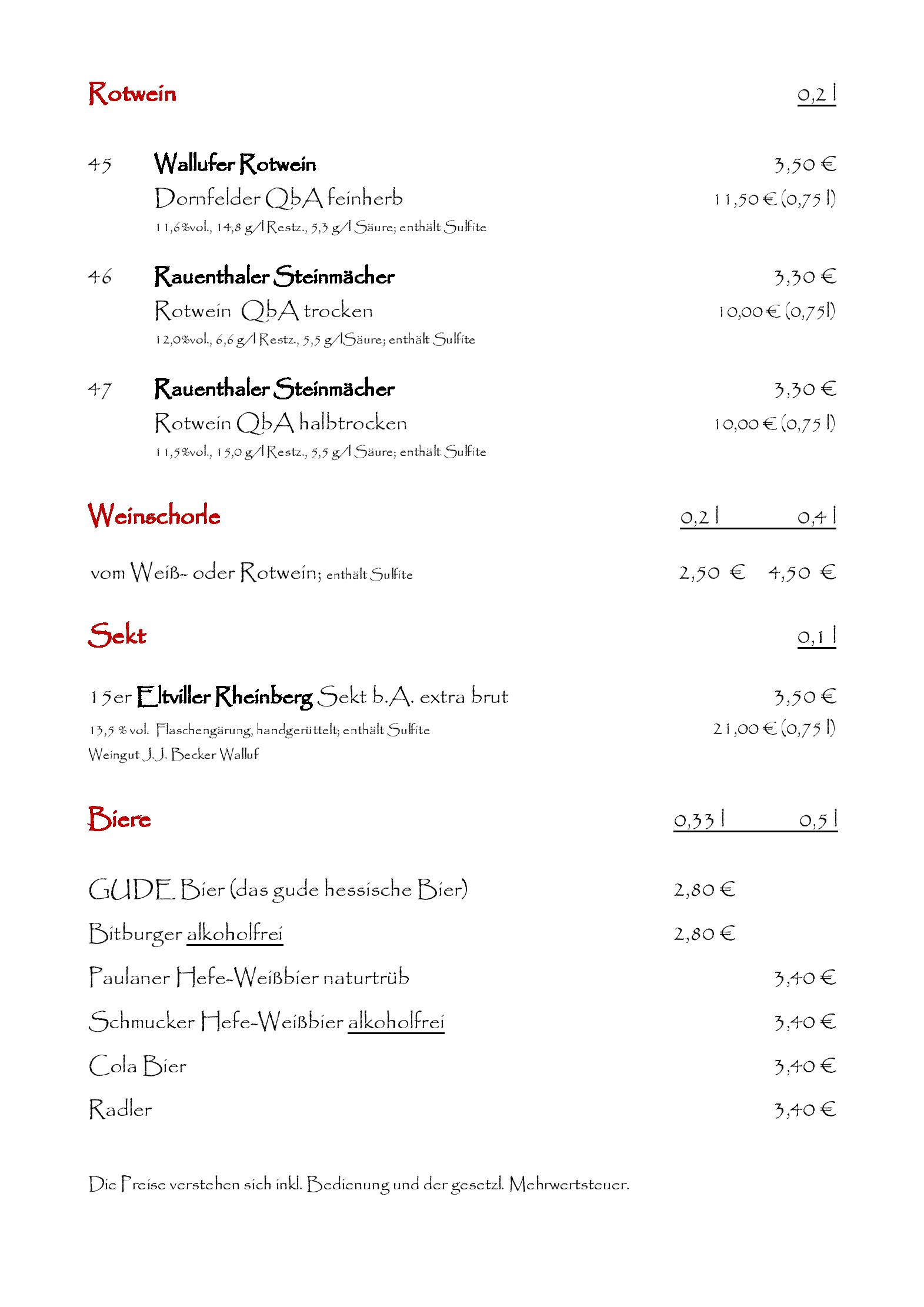 Speisekarte Bonnets Wein-Cabinet in Walluf, Seite 5