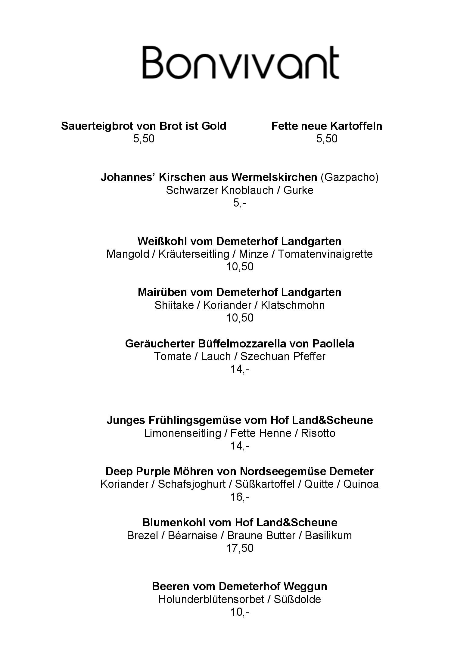 Speisekarte Bonvivant in berlin, Seite 2