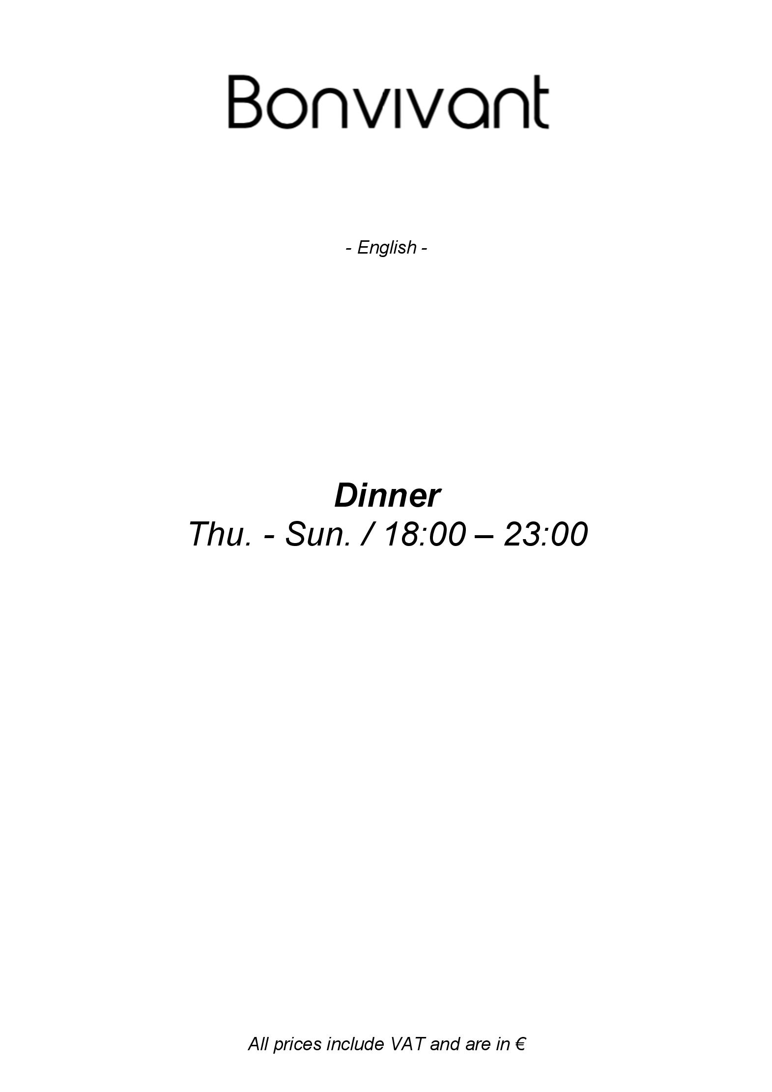 Speisekarte Bonvivant in berlin, Seite 18