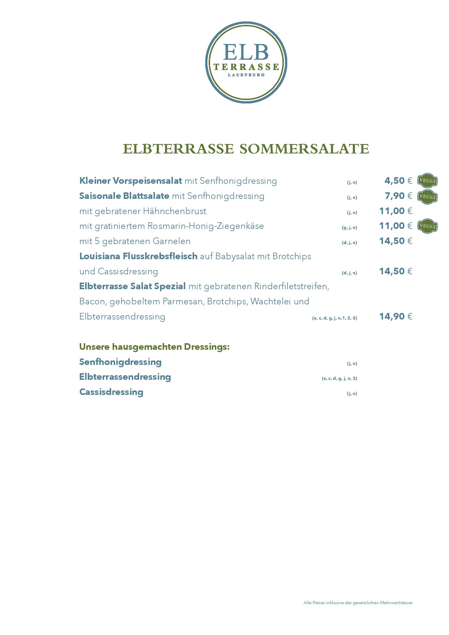 Speisekarte Restaurant Elbterrasse in Lauenburg/Elbe, Seite 2