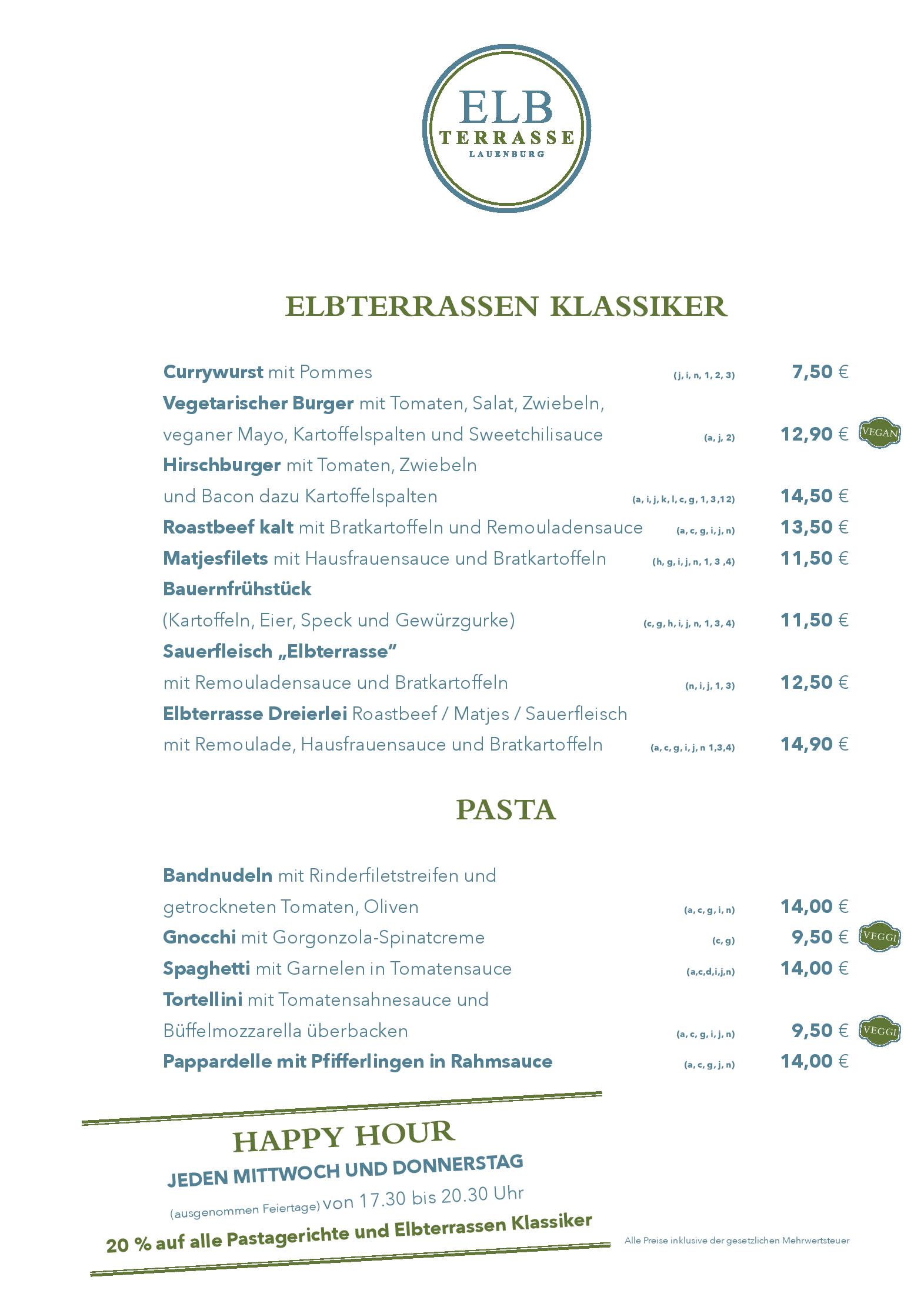 Speisekarte Restaurant Elbterrasse in Lauenburg/Elbe, Seite 3