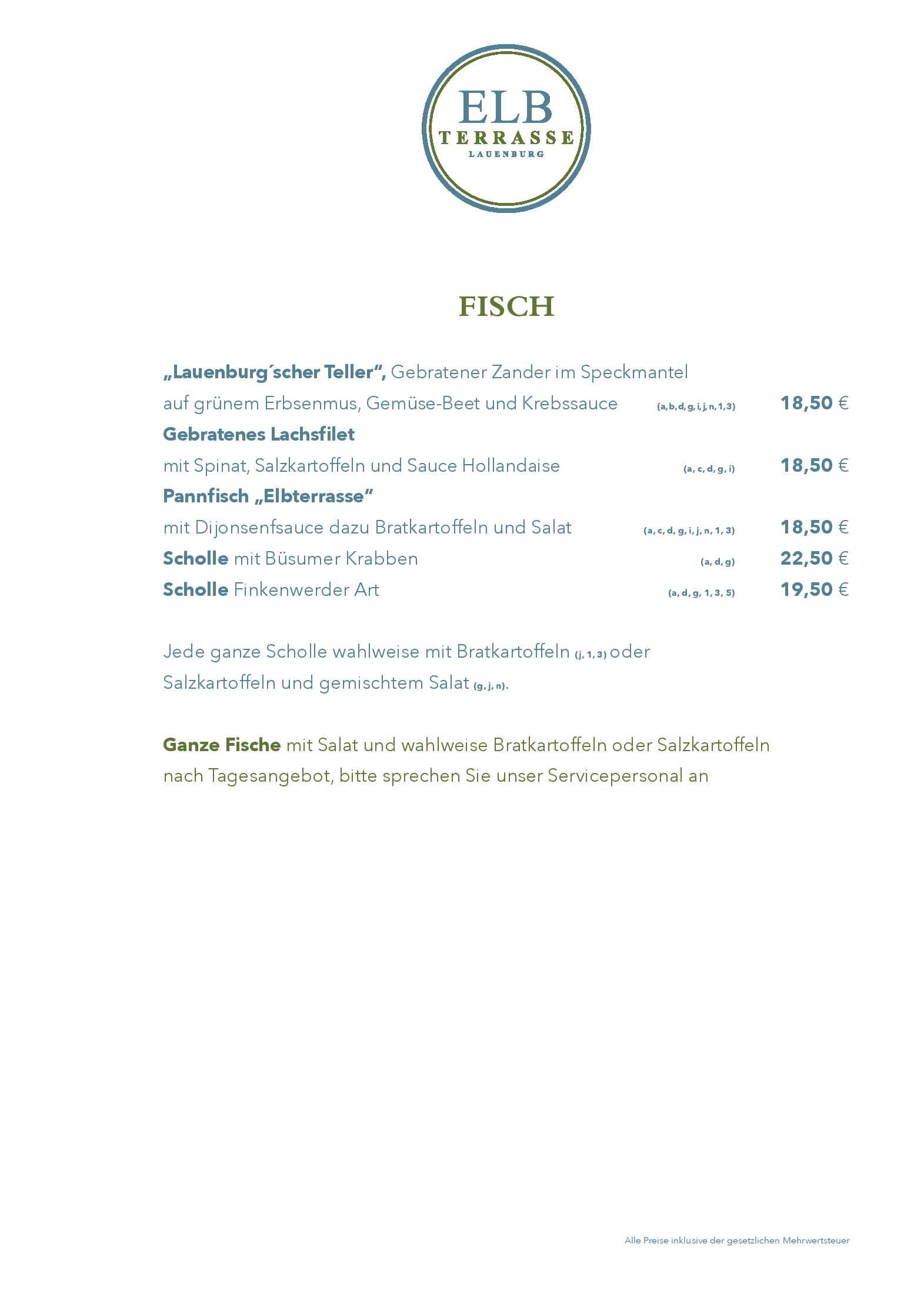 Speisekarte Restaurant Elbterrasse in Lauenburg/Elbe, Seite 4