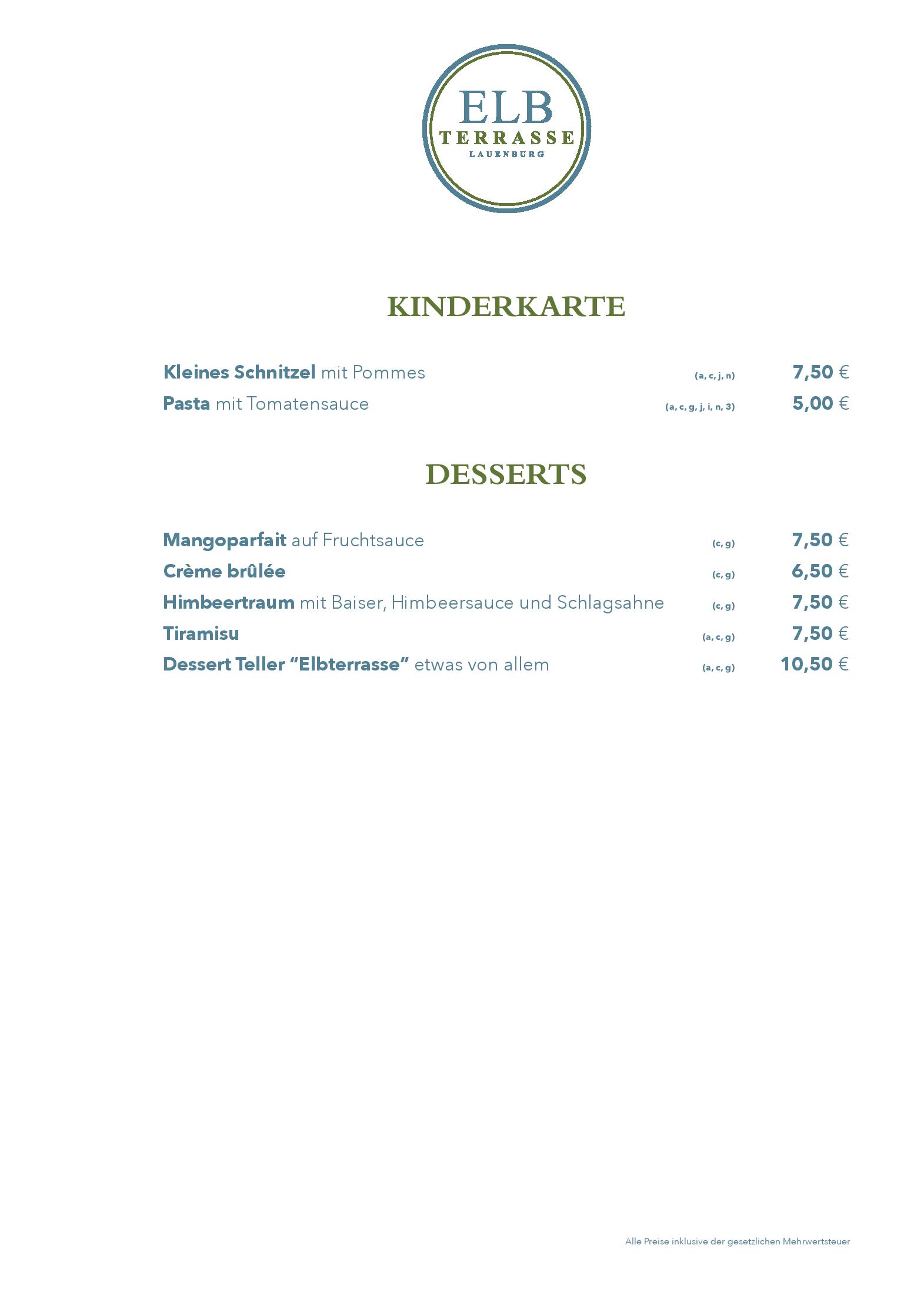 Speisekarte Restaurant Elbterrasse in Lauenburg/Elbe, Seite 6