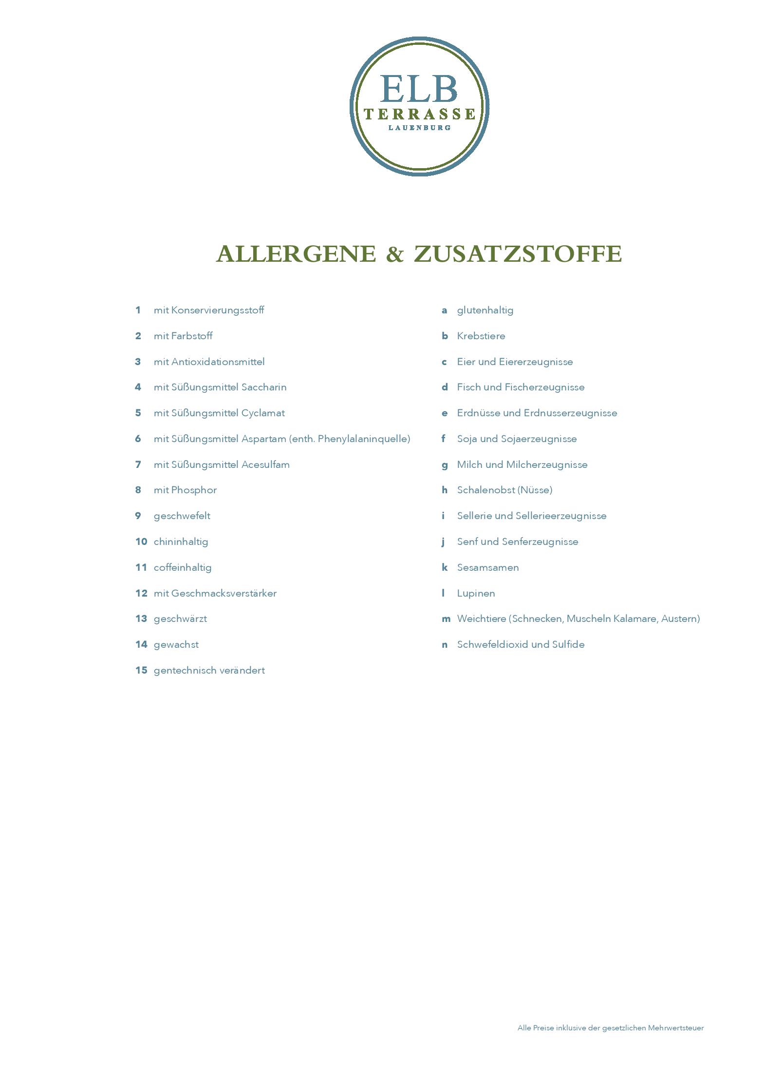 Speisekarte Restaurant Elbterrasse in Lauenburg/Elbe, Seite 7