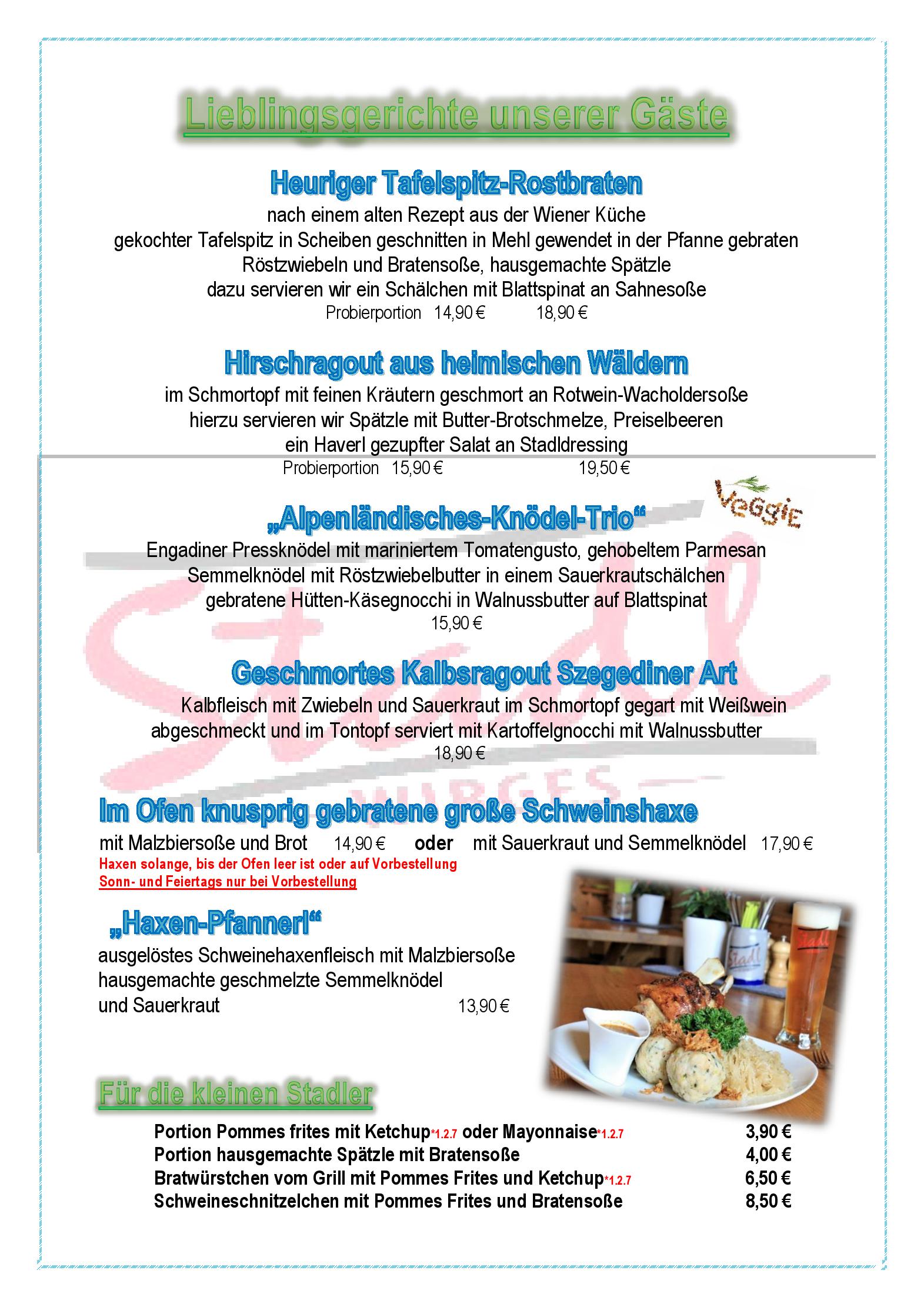 Speisekarte Stadl in Wirges, Seite 8