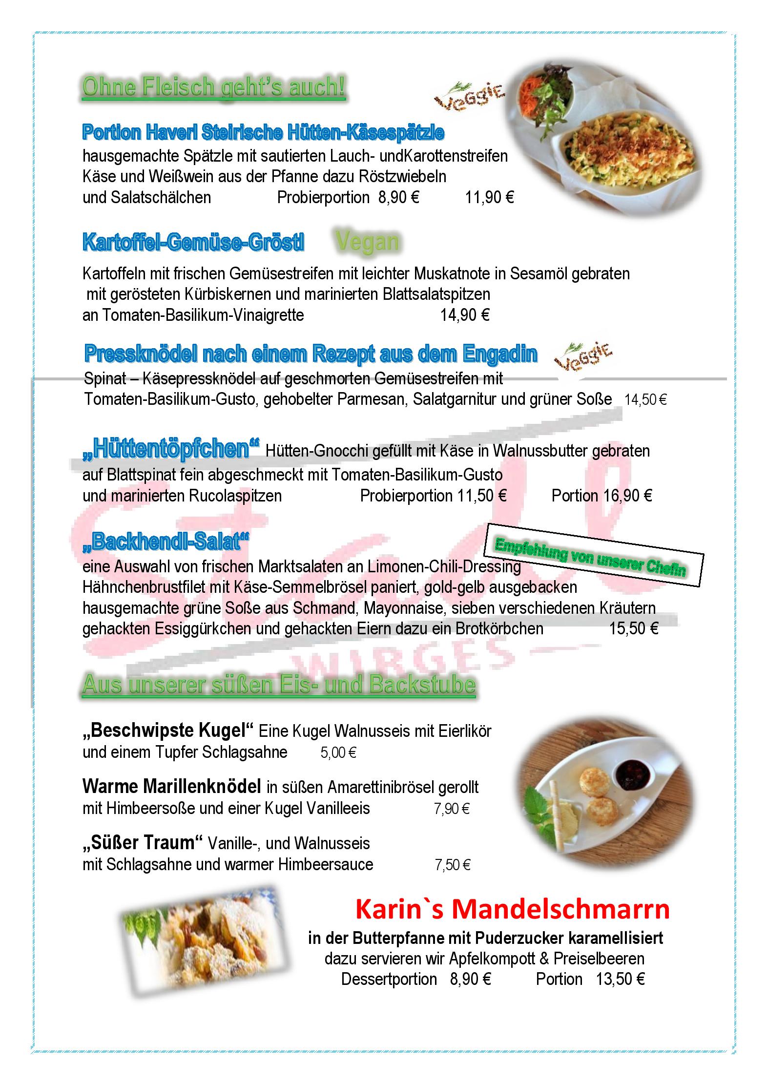 Speisekarte Stadl in Wirges, Seite 10