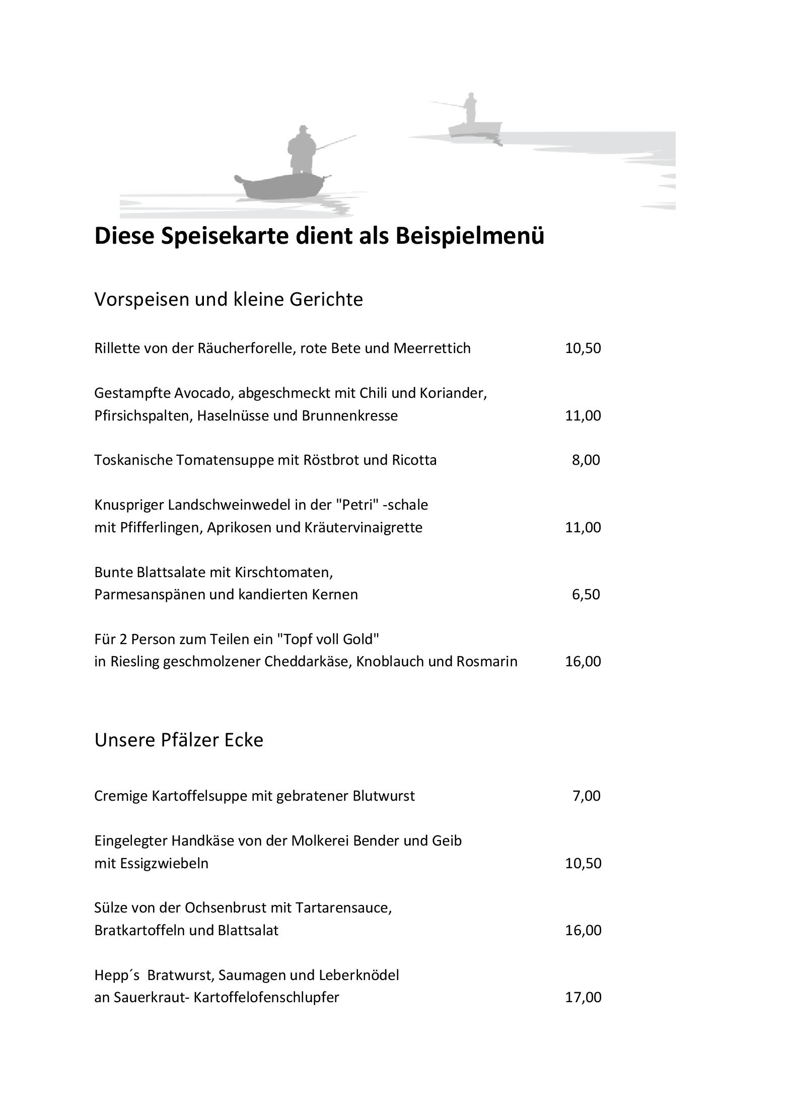 Speisekarte Gutsausschank Petri in Herxheim am Berg, Seite 1