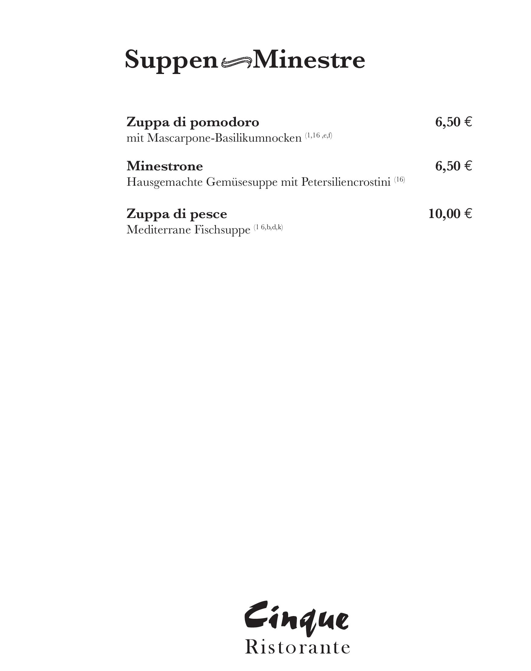 Speisekarte Ristorante Cinque GmbH in Berlin, Seite 5