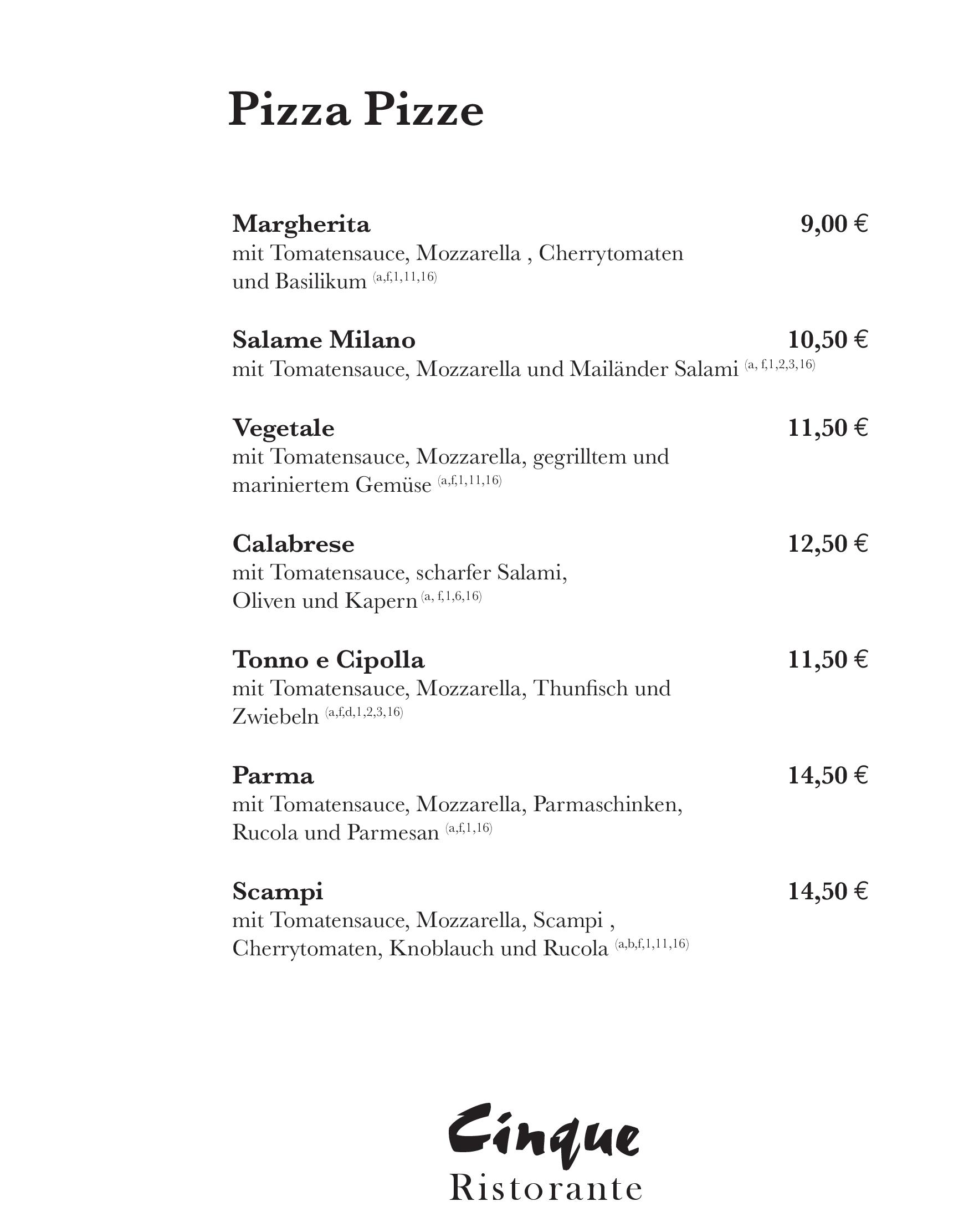 Speisekarte Ristorante Cinque GmbH in Berlin, Seite 6