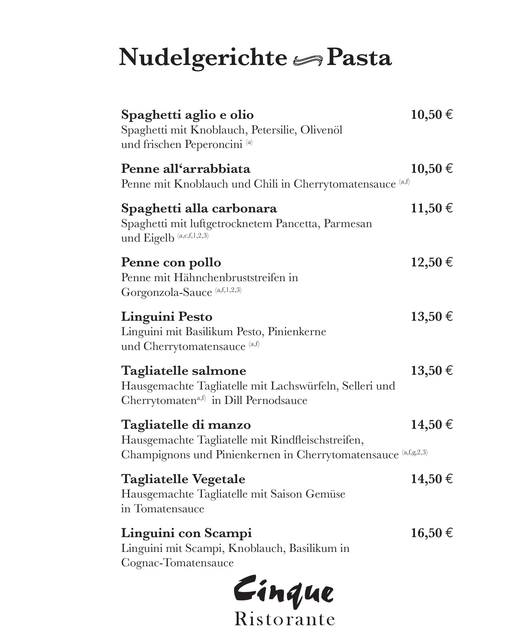 Speisekarte Ristorante Cinque GmbH in Berlin, Seite 7