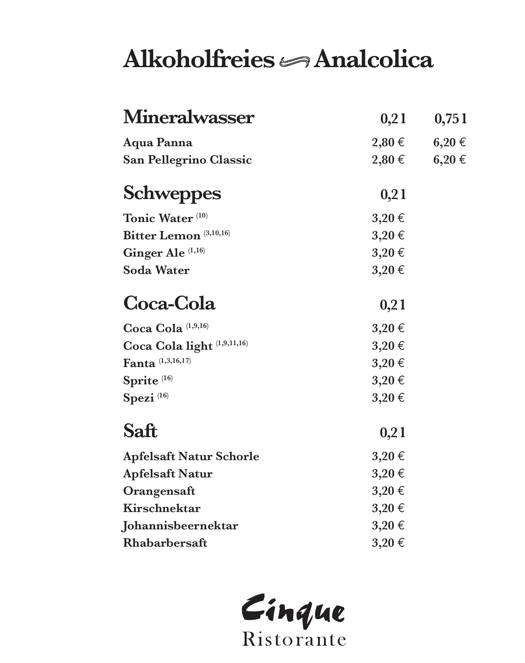 Speisekarte Ristorante Cinque GmbH in Berlin, Seite 10