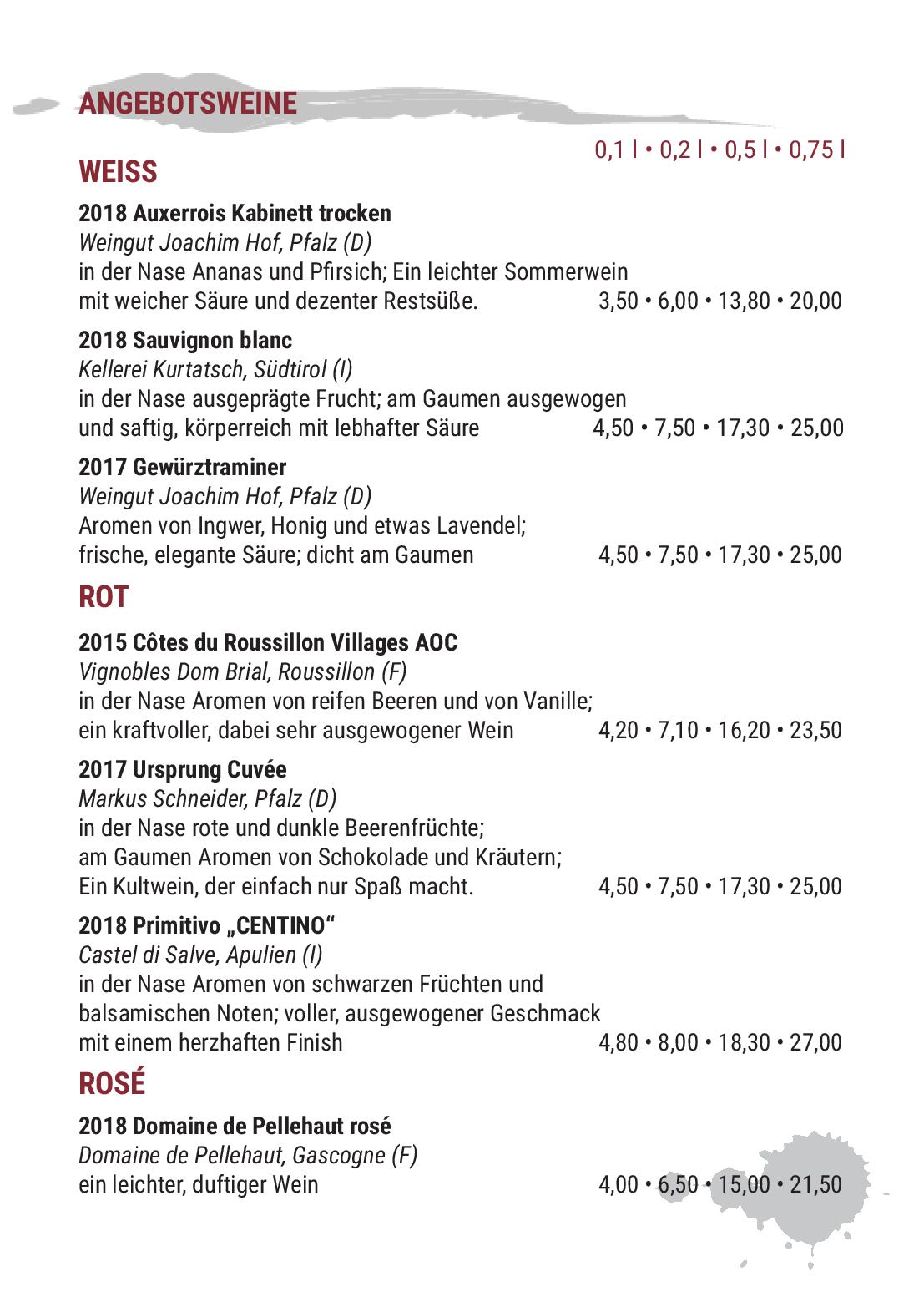 Speisekarte Lewy Wein-Bistro in Potsdam, Seite 21