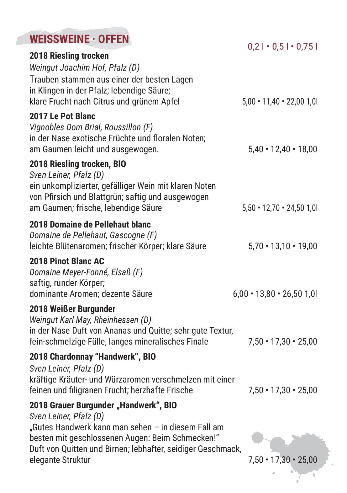 Speisekarte Lewy Wein-Bistro in Potsdam, Seite 22