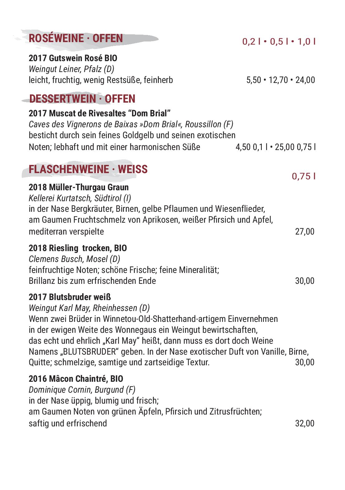 Speisekarte Lewy Wein-Bistro in Potsdam, Seite 24