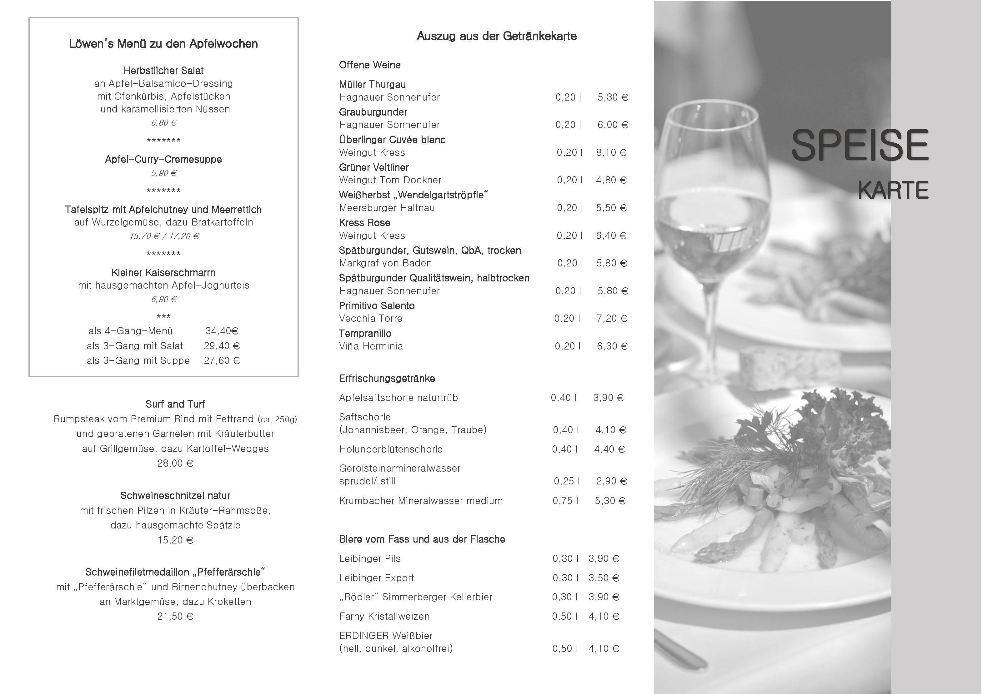 Speisekarte Akzent-Hotel Löwen in Langenargen, Seite 2