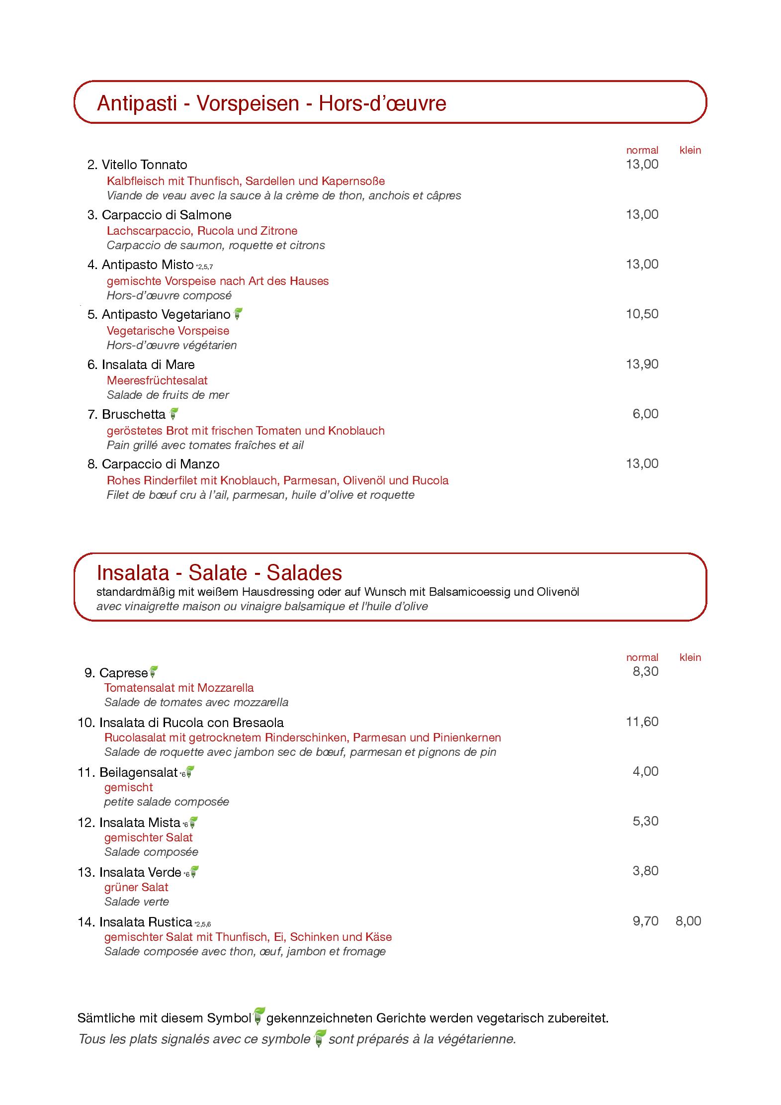 Speisekarte Pizzeria Rustica in Breisach in Breisach am Rhein, Seite 2
