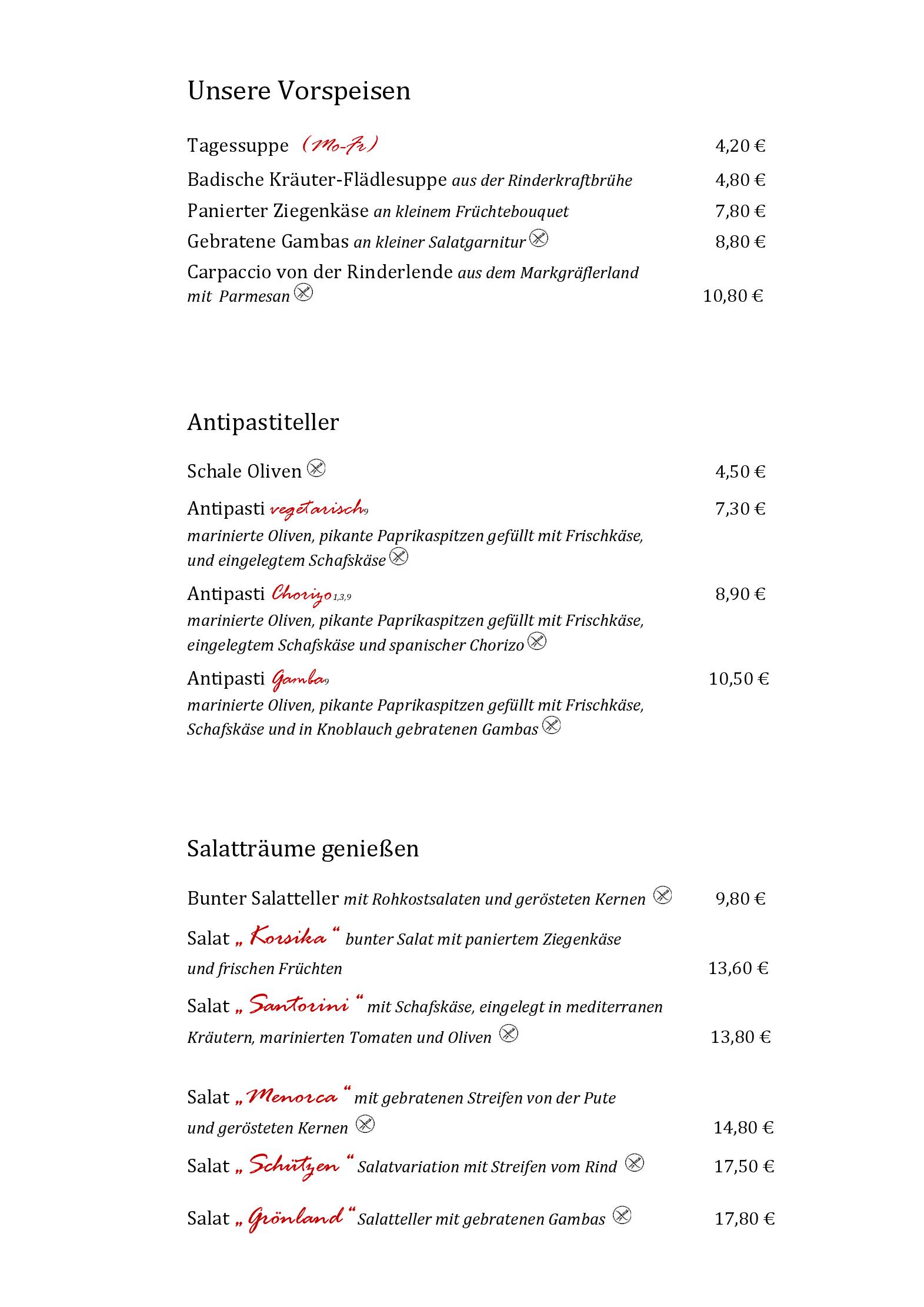 Speisekarte Gasthaus Zum Schuetzen in Freiburg, Seite 3