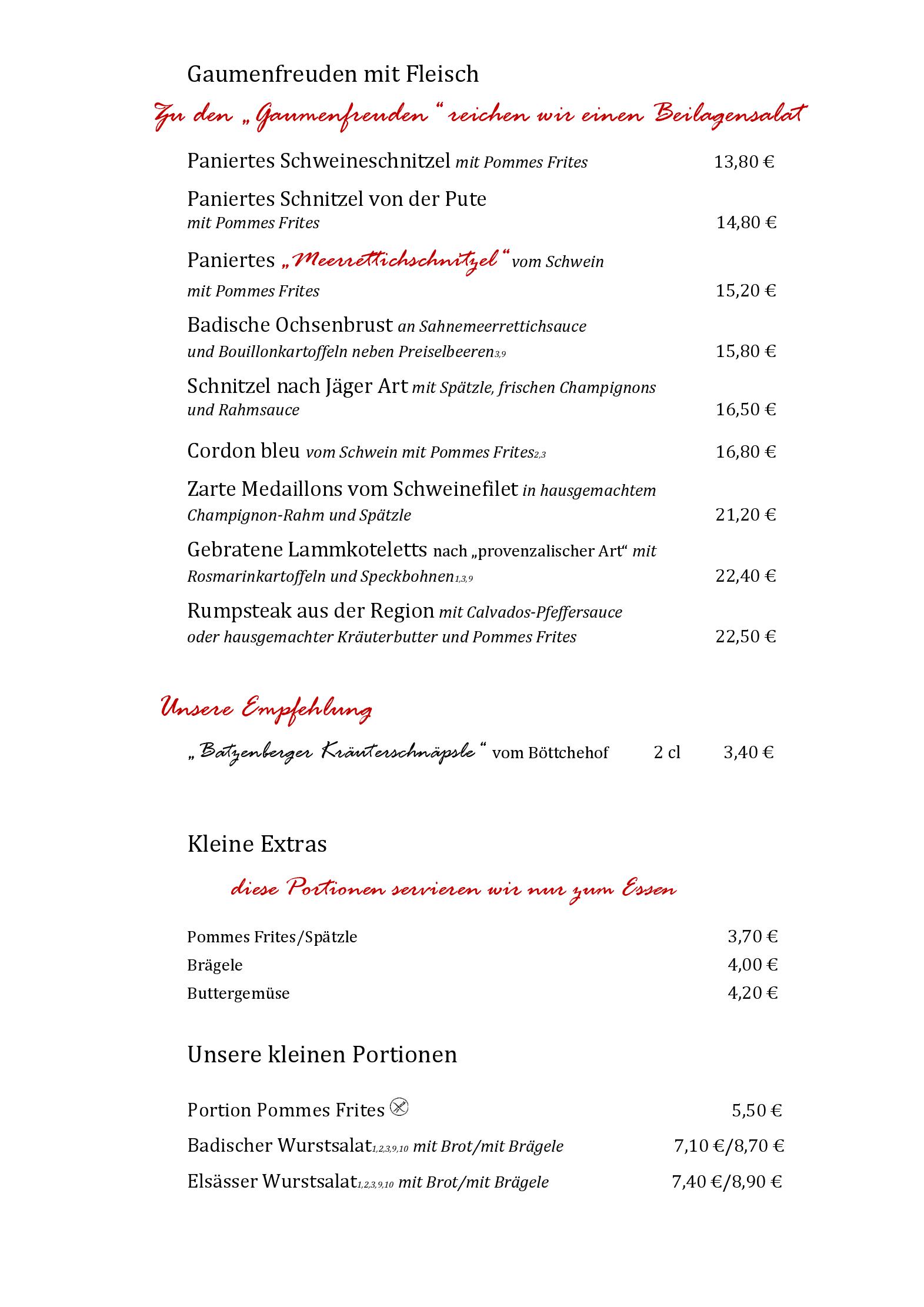Speisekarte Gasthaus Zum Schuetzen in Freiburg, Seite 5