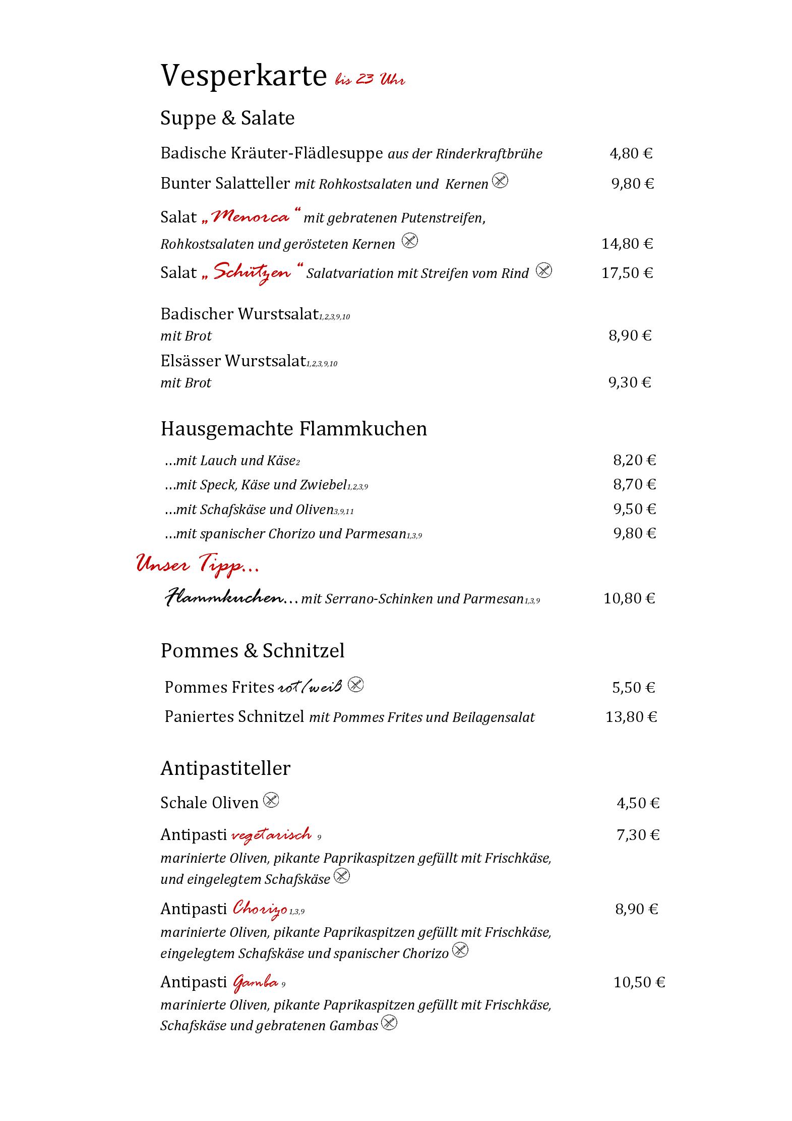 Speisekarte Gasthaus Zum Schuetzen in Freiburg, Seite 7