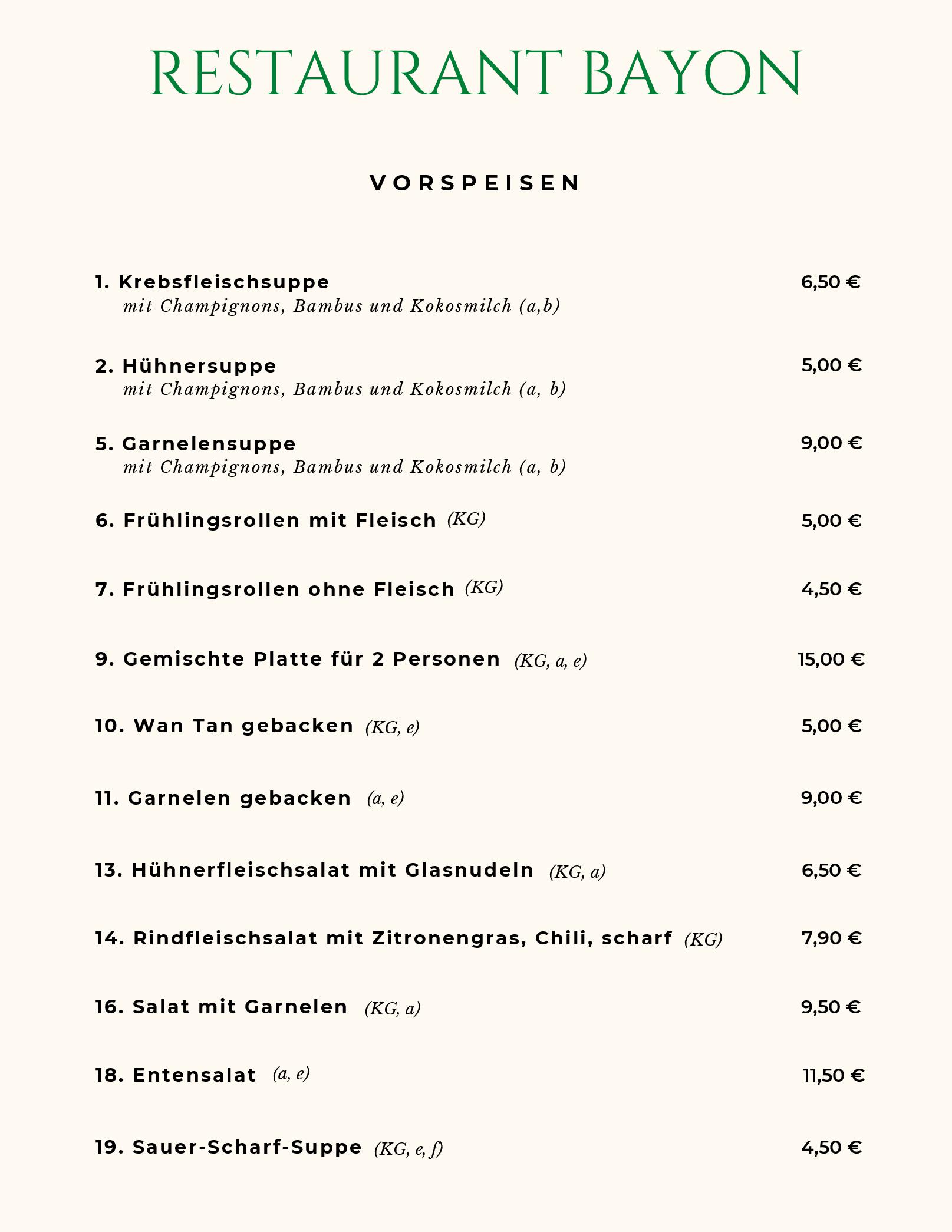 Speisekarte Restaurant Bayon in Berlin, Seite 3
