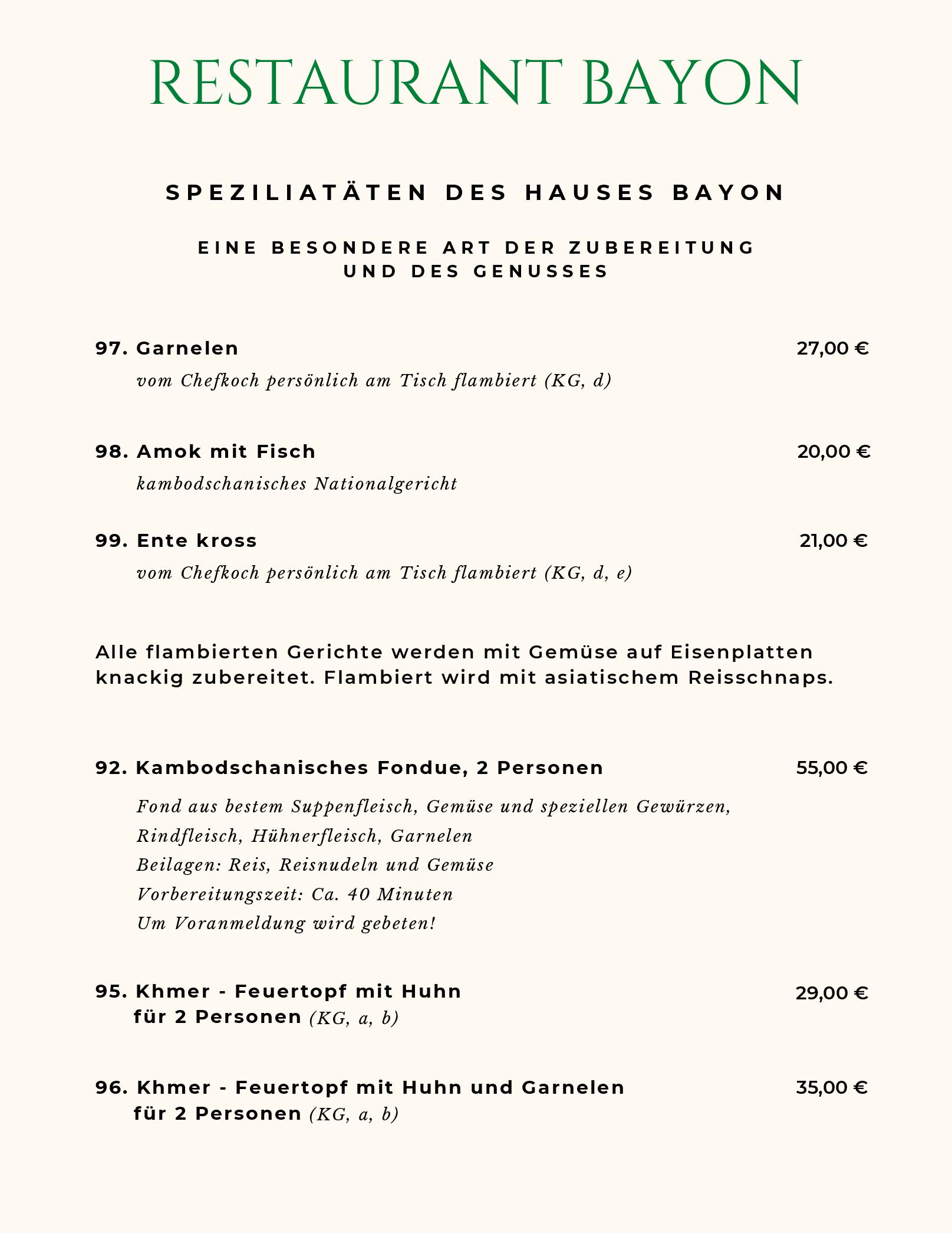 Speisekarte Restaurant Bayon in Berlin, Seite 4