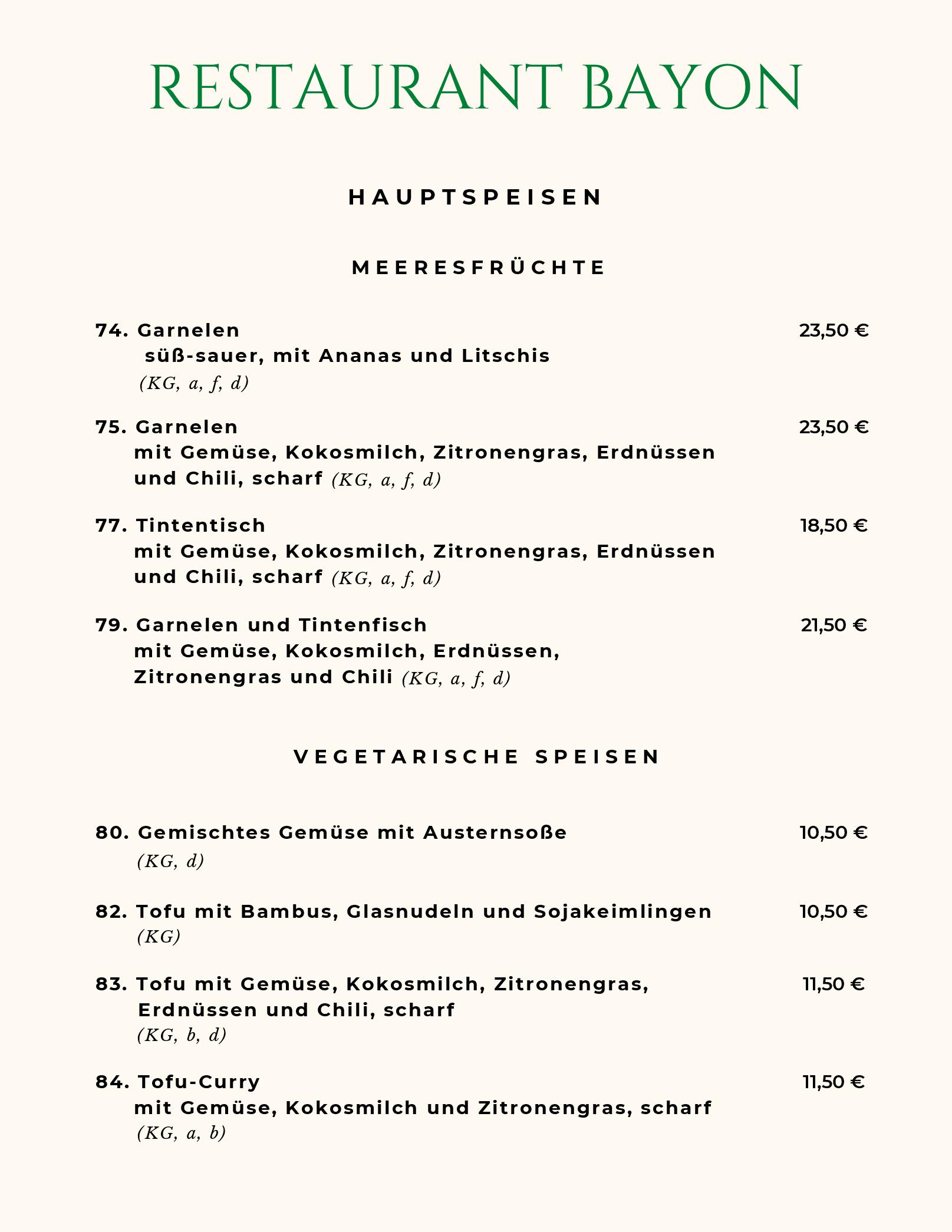 Speisekarte Restaurant Bayon in Berlin, Seite 7