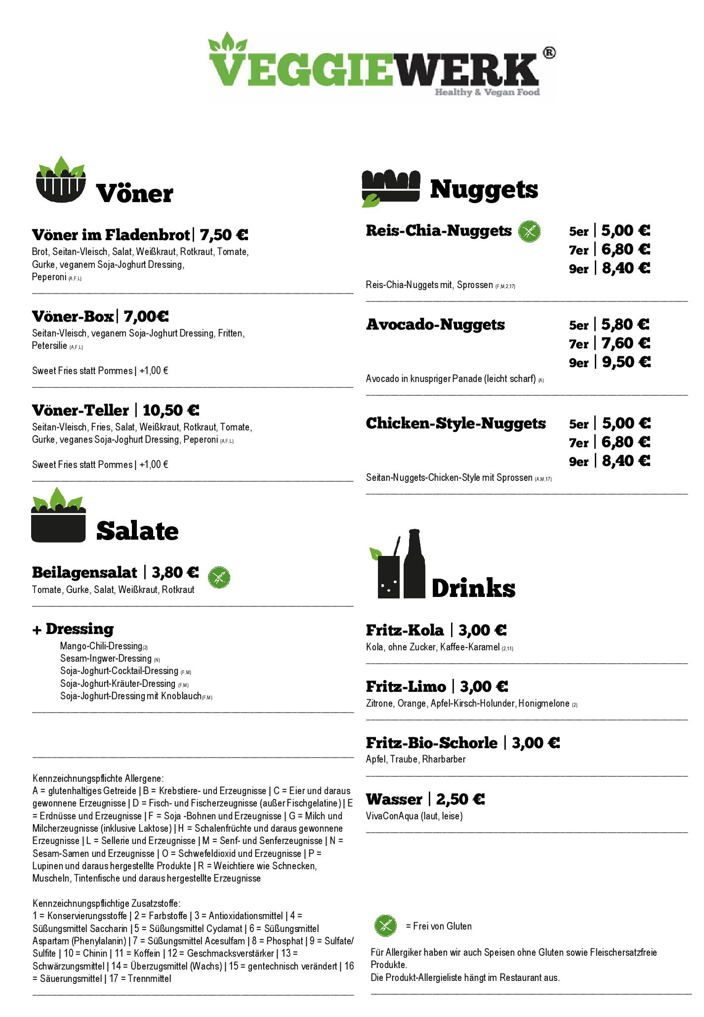 Speisekarte Veggiewerk in Koblenz, Seite 2