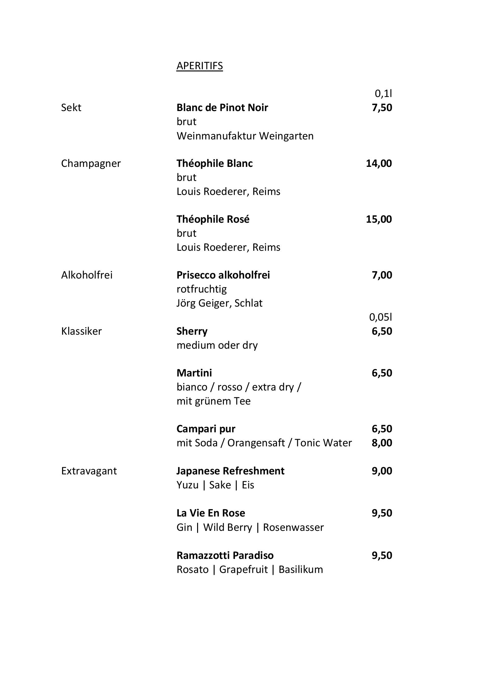 Speisekarte Zeitgeist in Weingarten, Seite 2