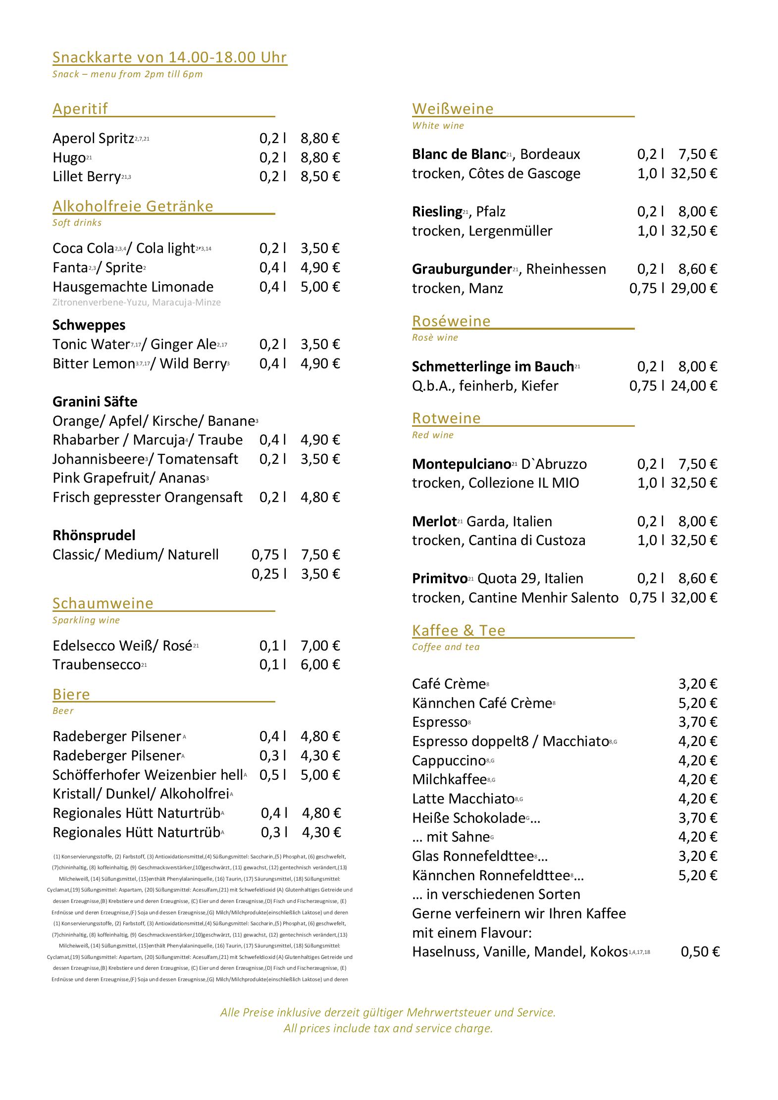 Speisekarte Schlosshotel Bad Wilhelmshöhe in Kassel, Seite 3