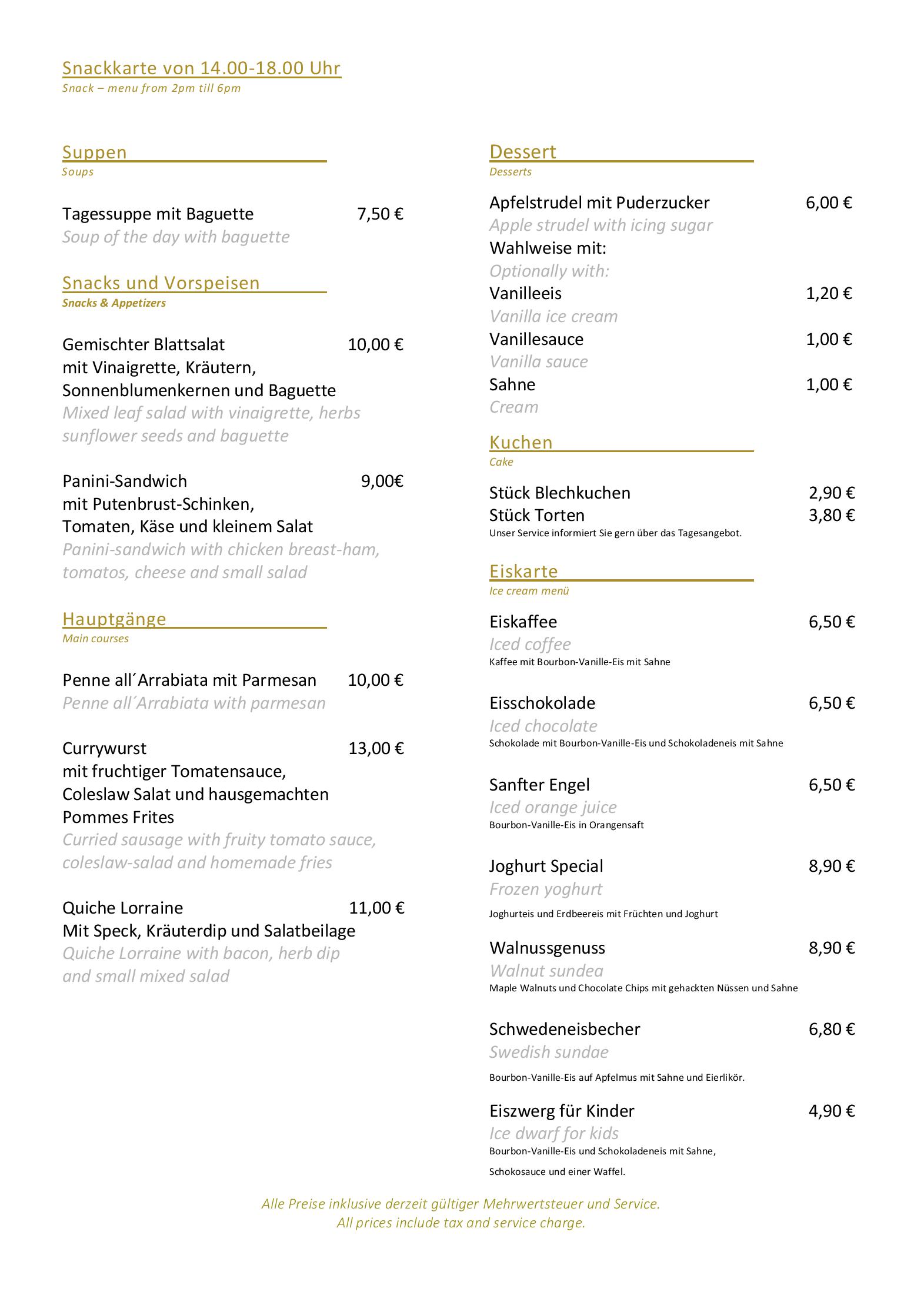 Speisekarte Schlosshotel Bad Wilhelmshöhe in Kassel, Seite 4