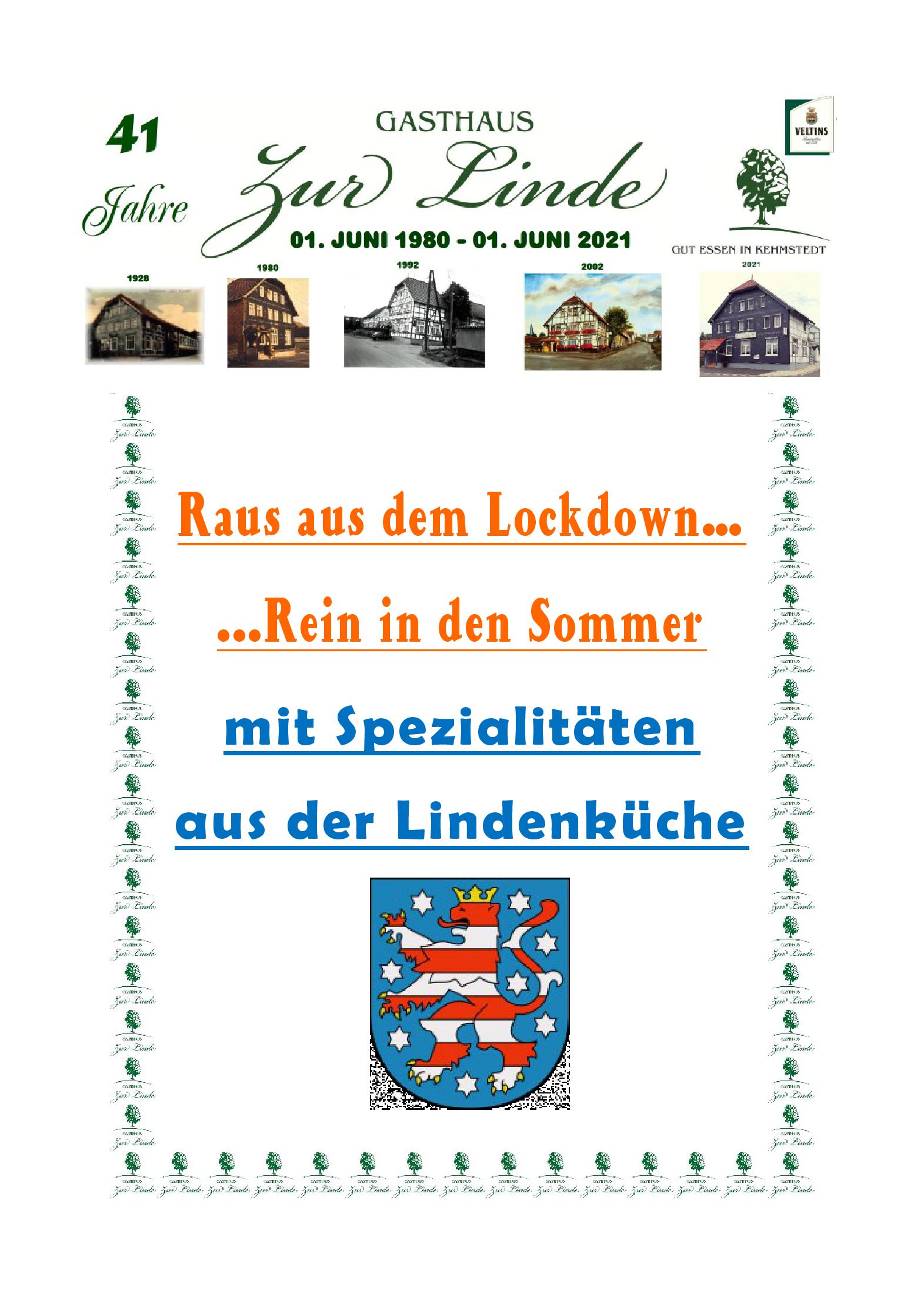 Speisekarte Gasthaus Zur Linde in Kehmstedt, Seite 1