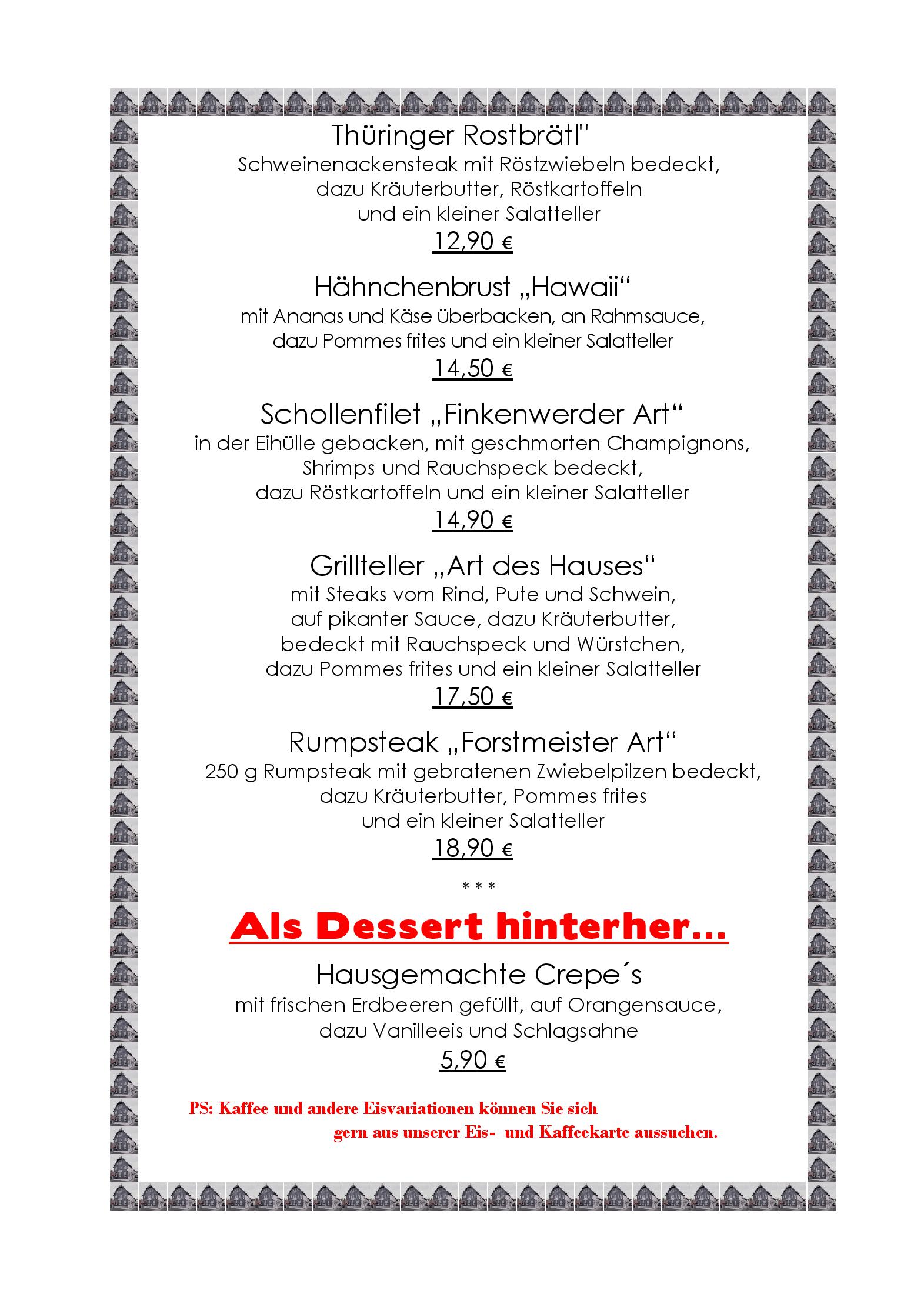 Speisekarte Gasthaus Zur Linde in Kehmstedt, Seite 4