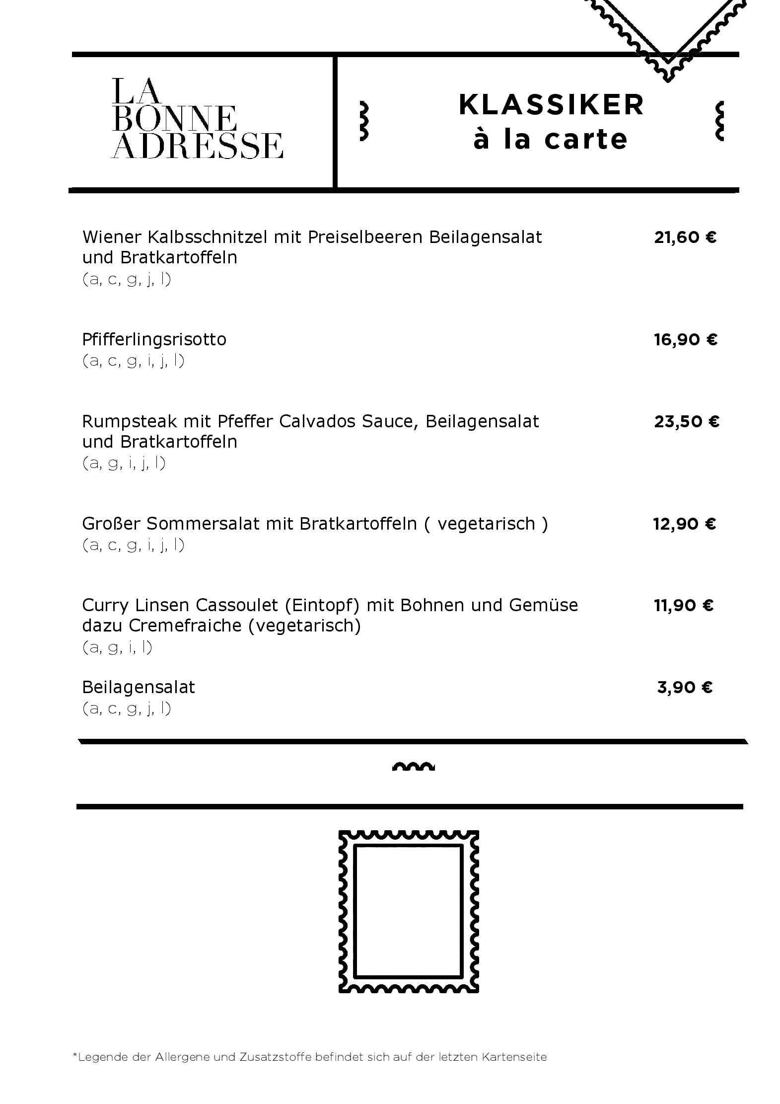 Speisekarte Restaurant la Bonne Adresse in Bernkastel-Kues, Seite 2