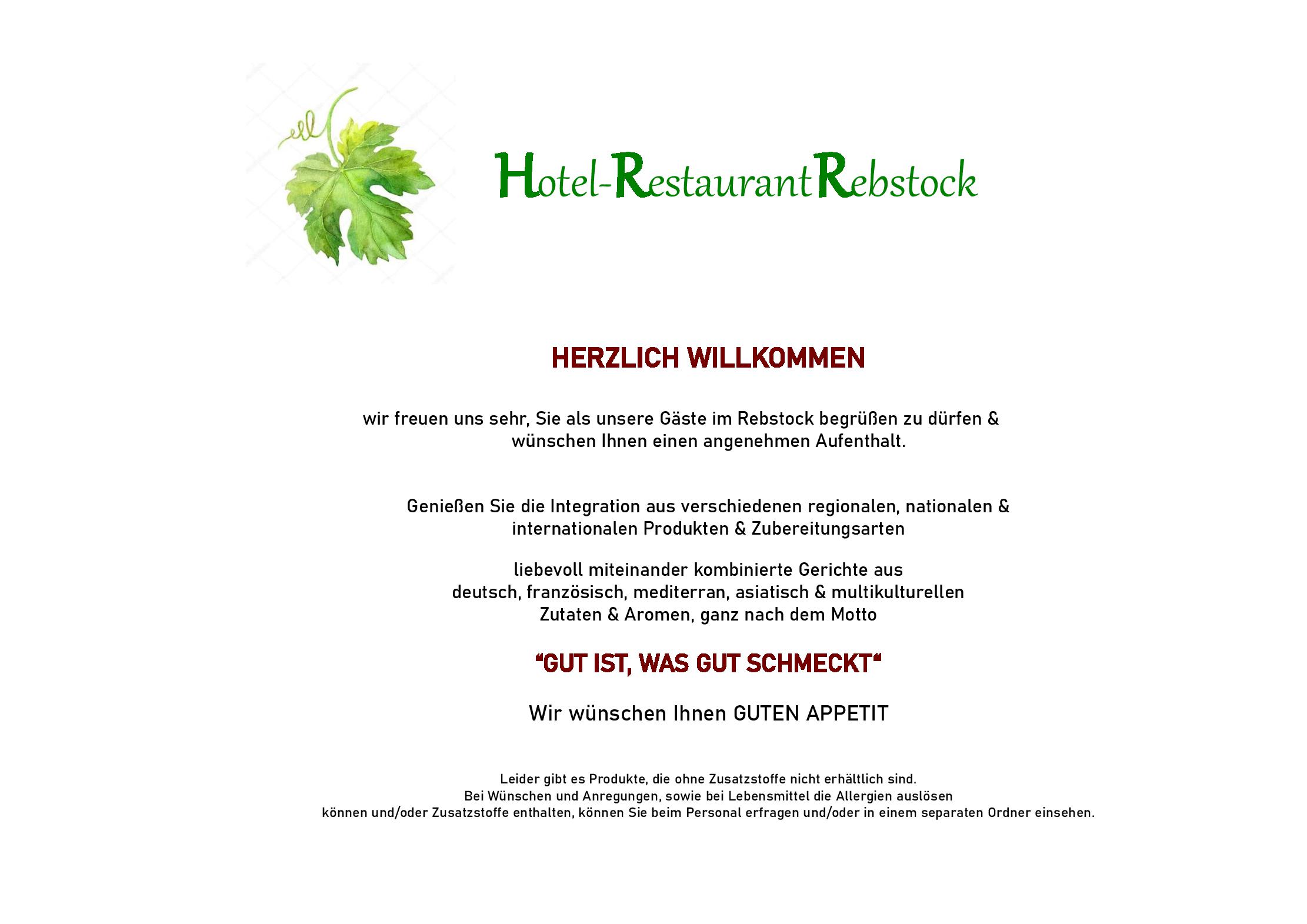 Speisekarte Hotel-Restaurant Rebstock in Vogtsburg, Seite 1