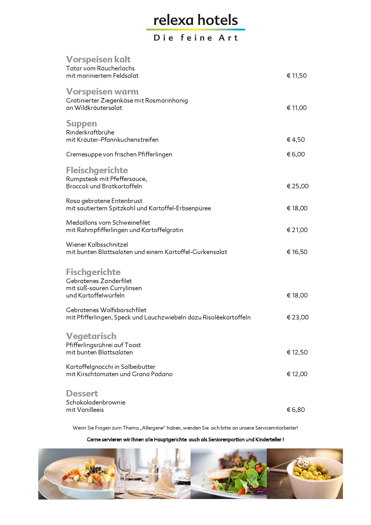 Speisekarte relexa hotel Bad Steben GmbH in Bad Steben, Seite 2