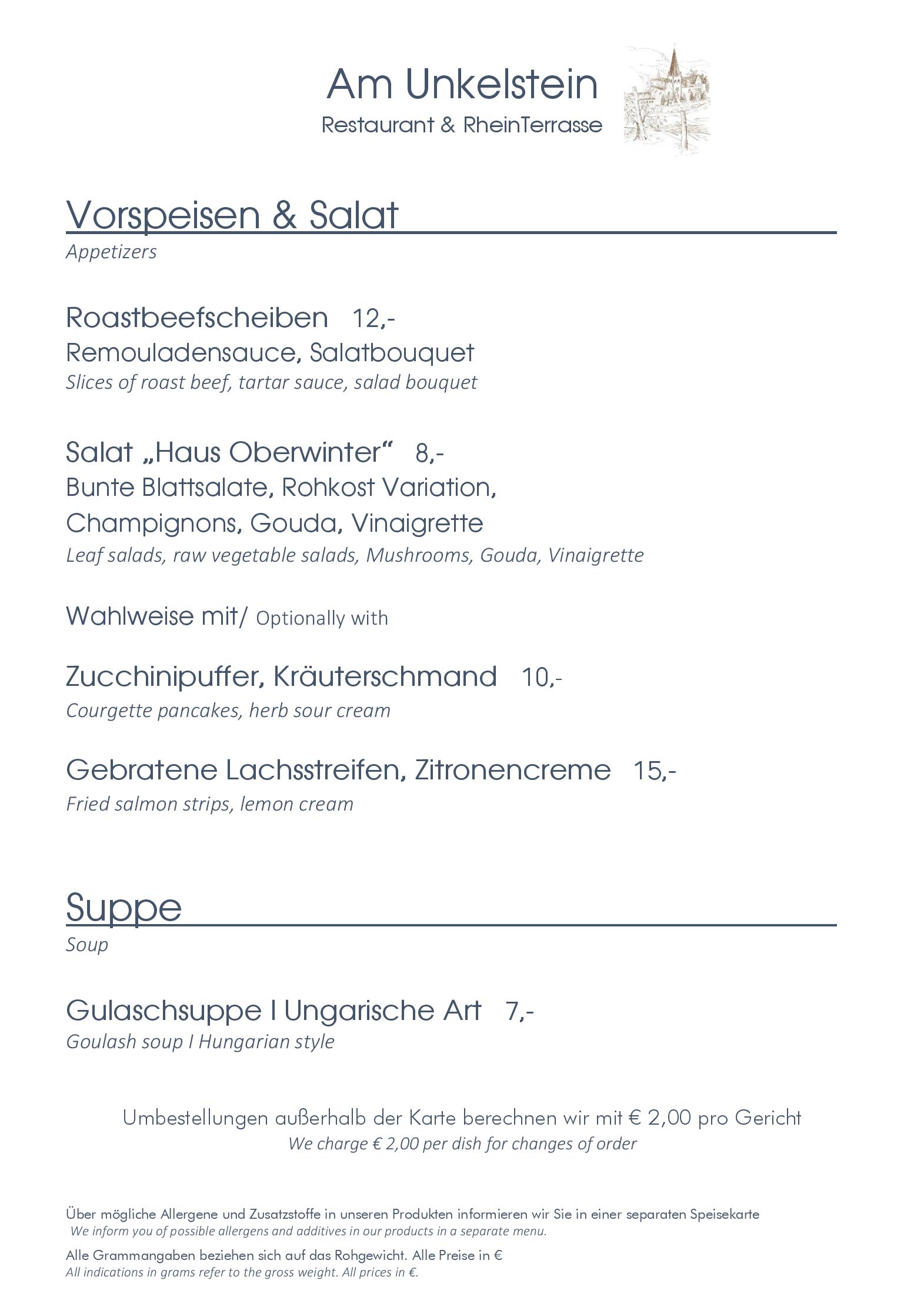 Speisekarte Restaurant Rhein 636 im Ringhotel Haus Oberwinter in Remagen, Seite 1