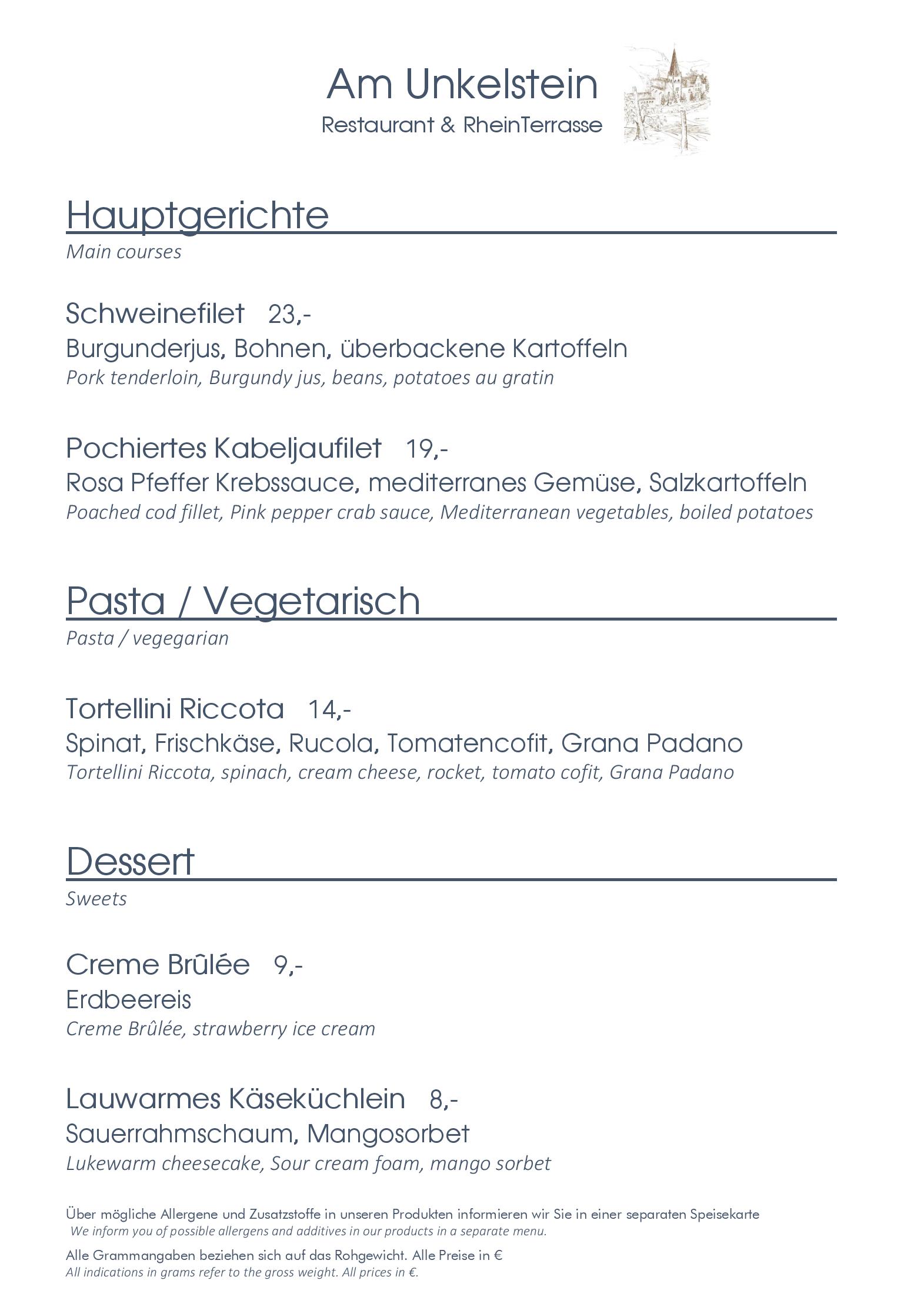 Speisekarte Restaurant Rhein 636 im Ringhotel Haus Oberwinter in Remagen, Seite 2