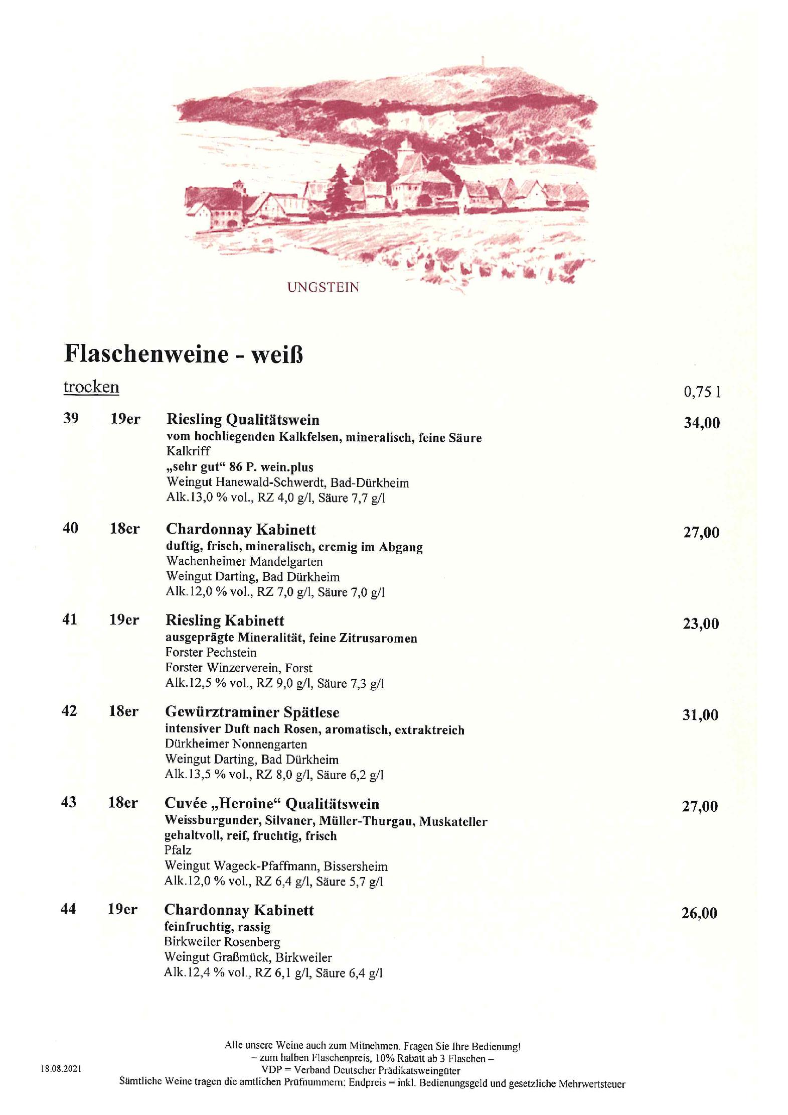Speisekarte Pfälzer Residenz Weinstube in München, Seite 11