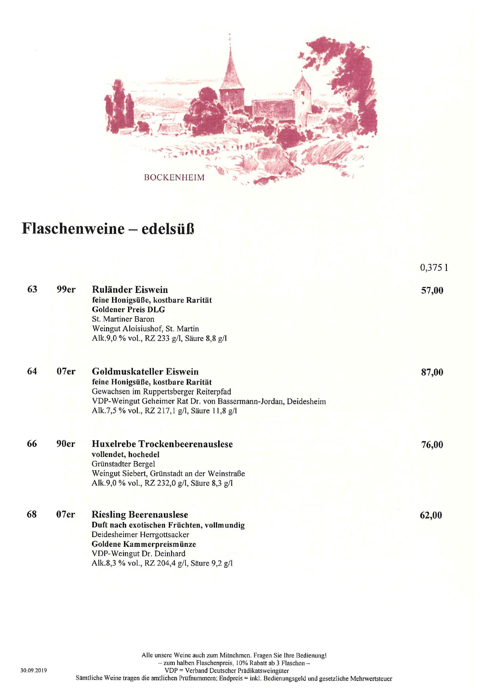 Speisekarte Pfälzer Residenz Weinstube in München, Seite 15
