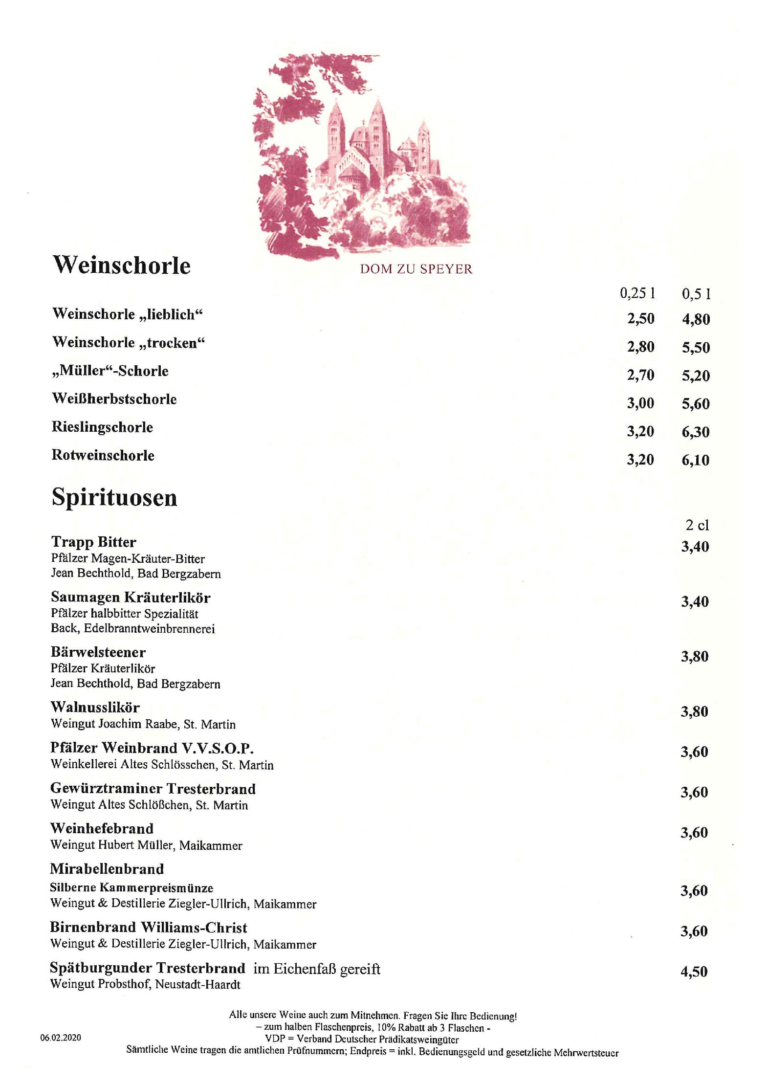Speisekarte Pfälzer Residenz Weinstube in München, Seite 17