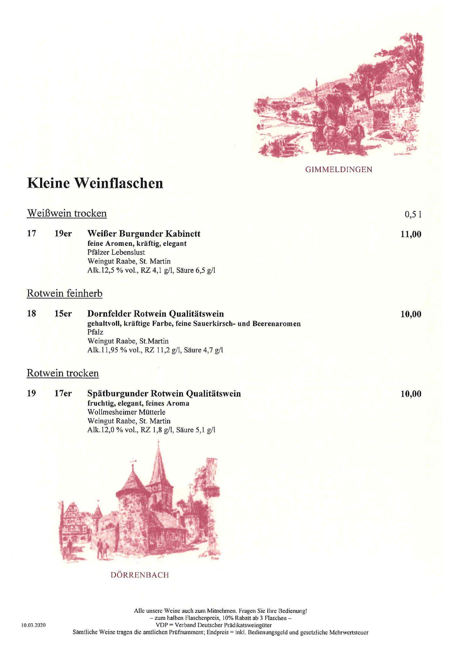 Speisekarte Pfälzer Residenz Weinstube in München, Seite 7
