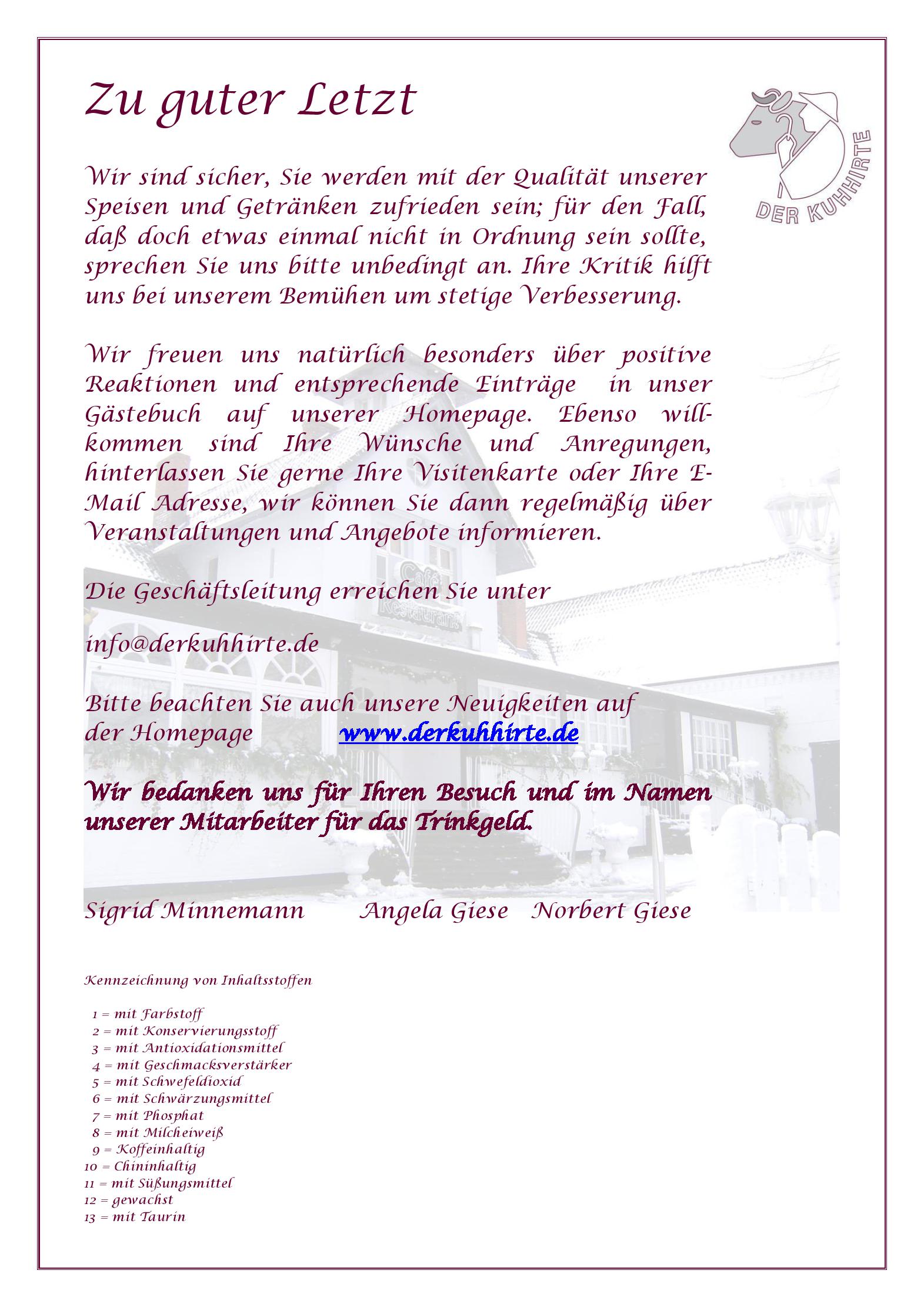 Speisekarte Der Kuhhirte in Bremen, Seite 26